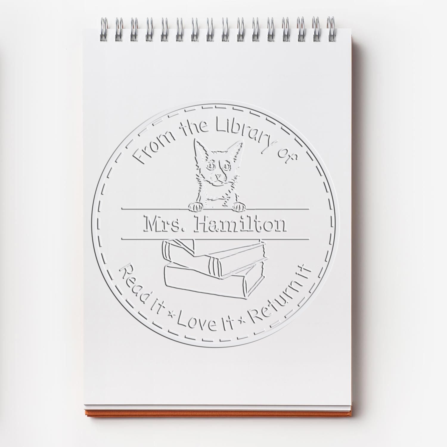 Custom For Lending Books Seal Embosser with Laperm Cat - Engineer Seal Stamps
