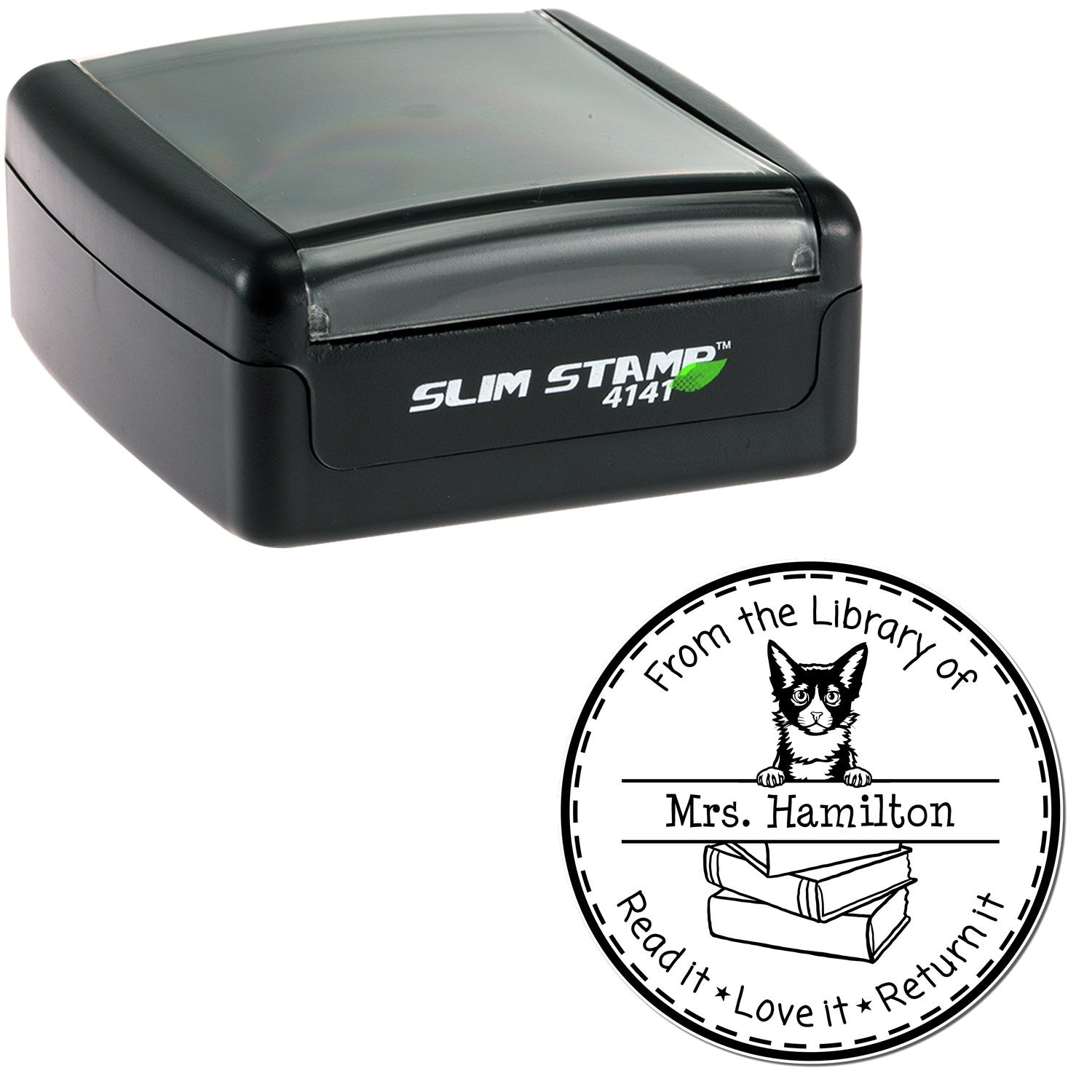 Personalized Return My Book Stamper with Laperm Cat - Engineer Seal Stamps
