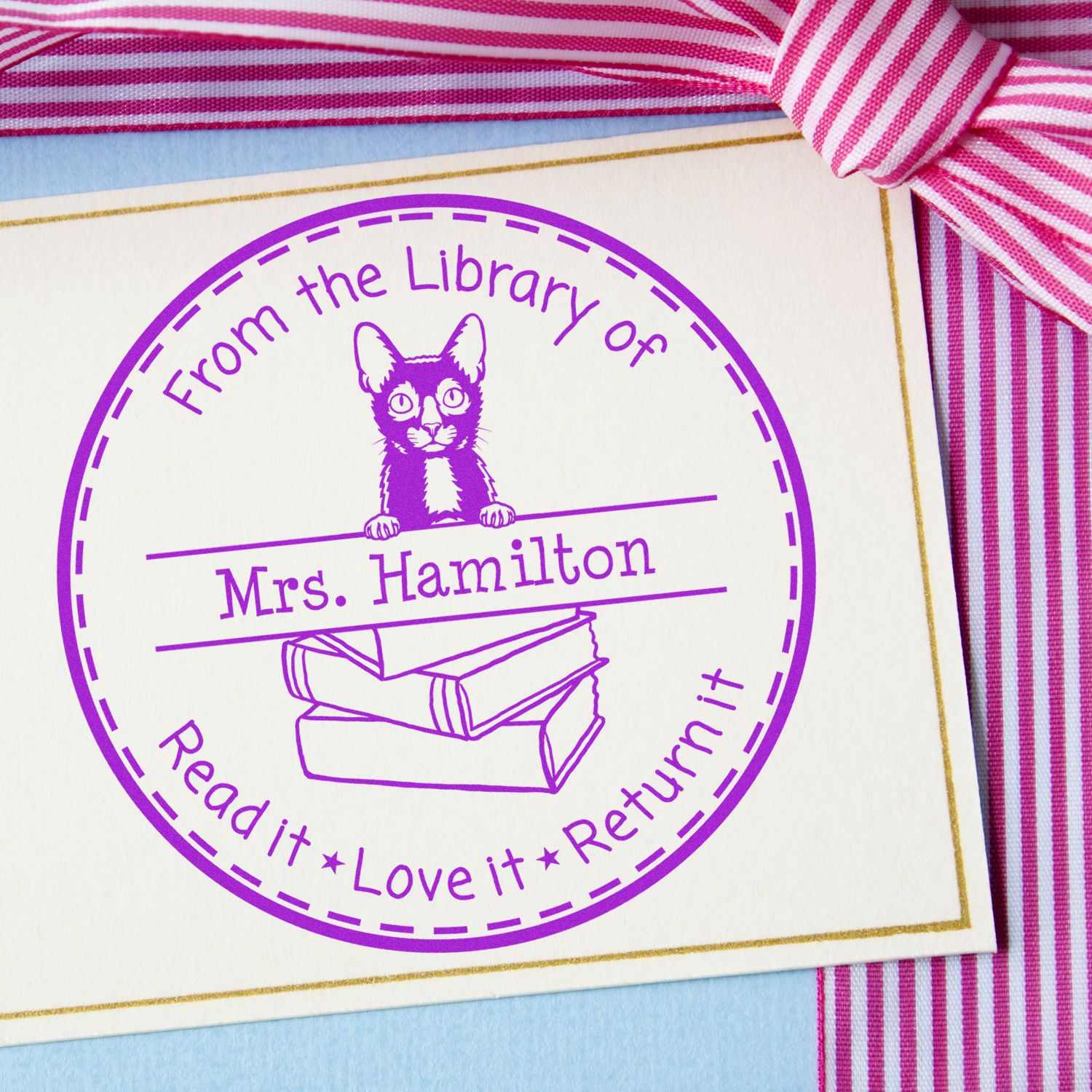 Lykoi Customized Read It Love It Return It Personalized Stamper Self-Inking - Engineer Seal Stamps