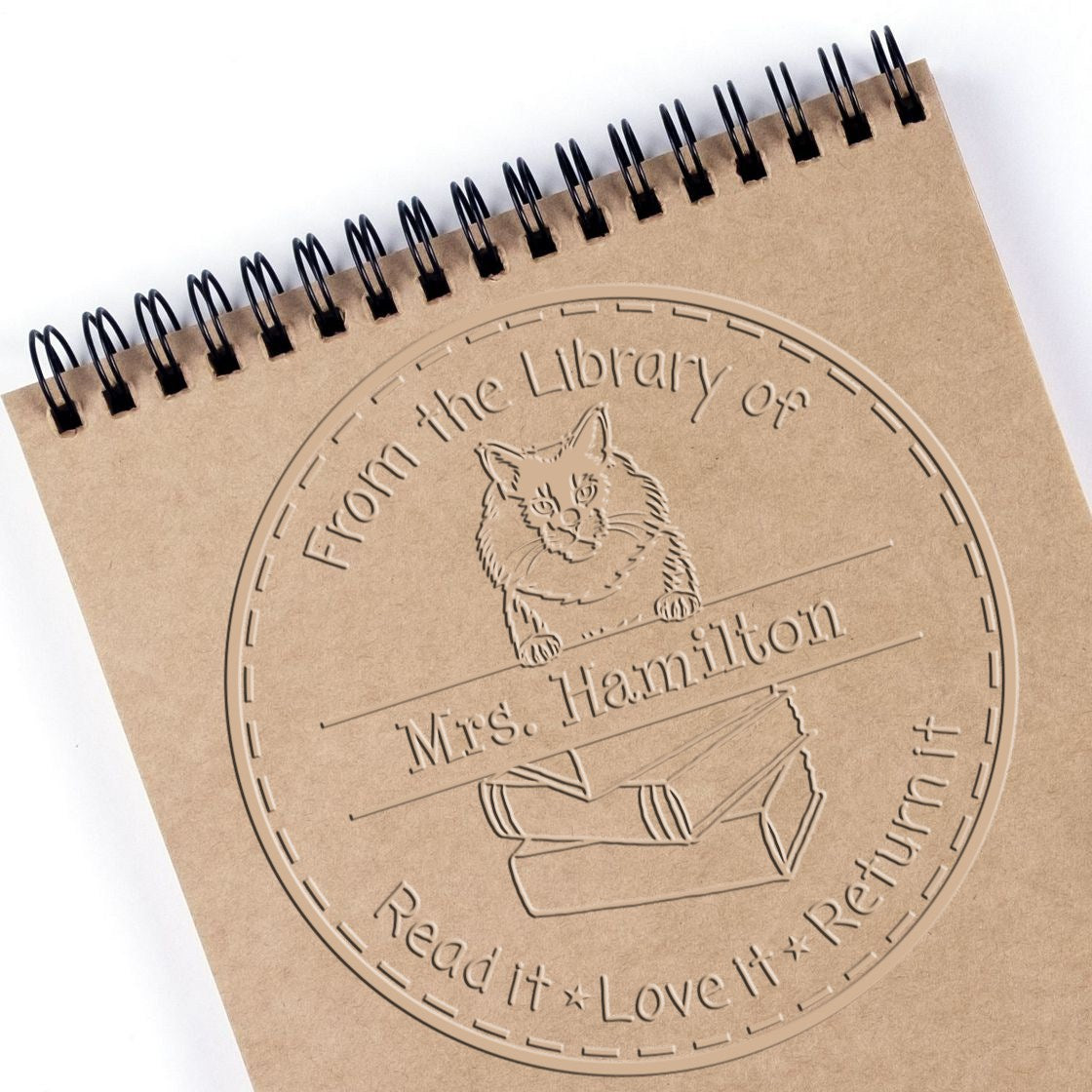 Custom Property Of Teacher Embossing Seal with Maine Coon Cat - Engineer Seal Stamps