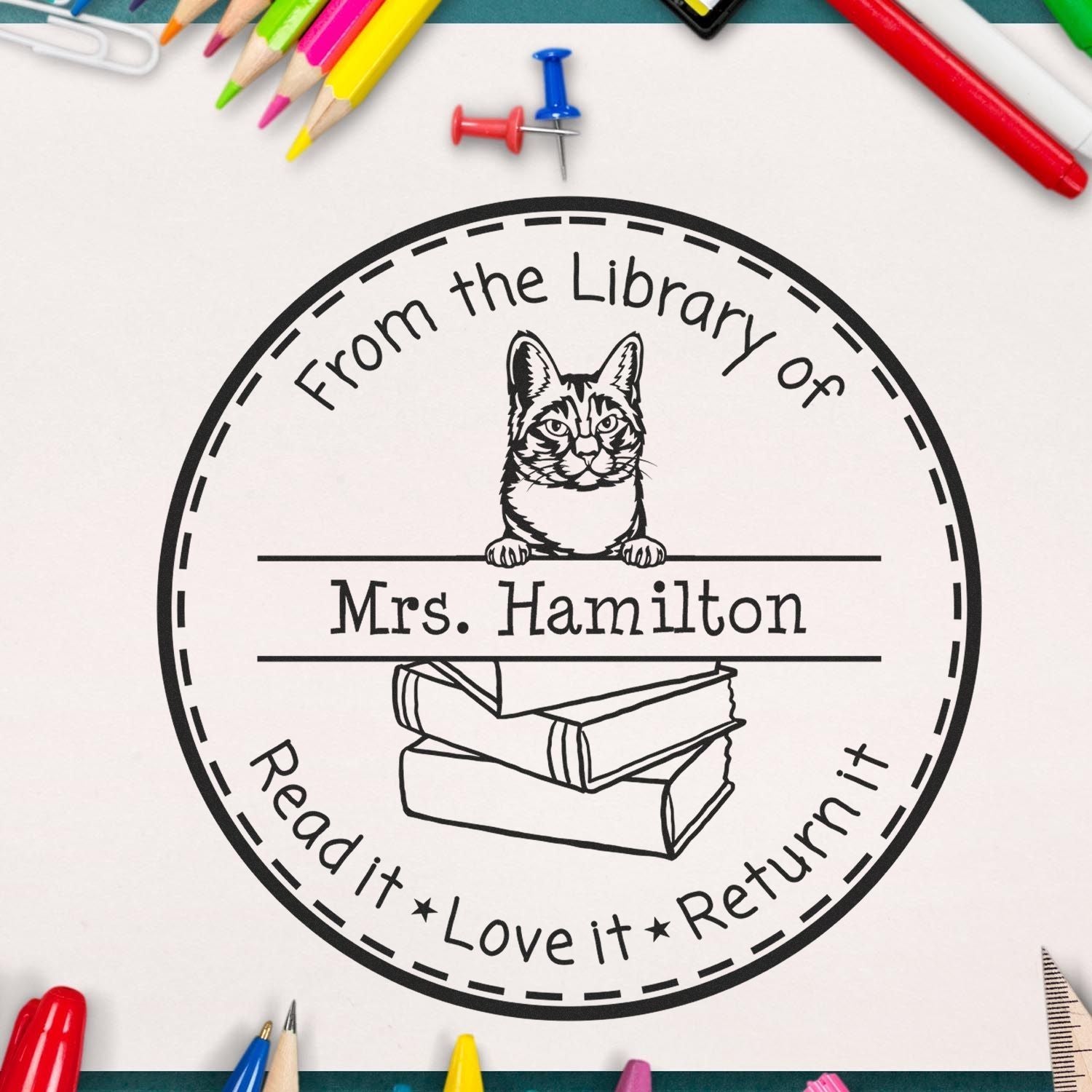 Manx Customized Read It Love It Return It Personalizable Stamper Self-Inking - Engineer Seal Stamps