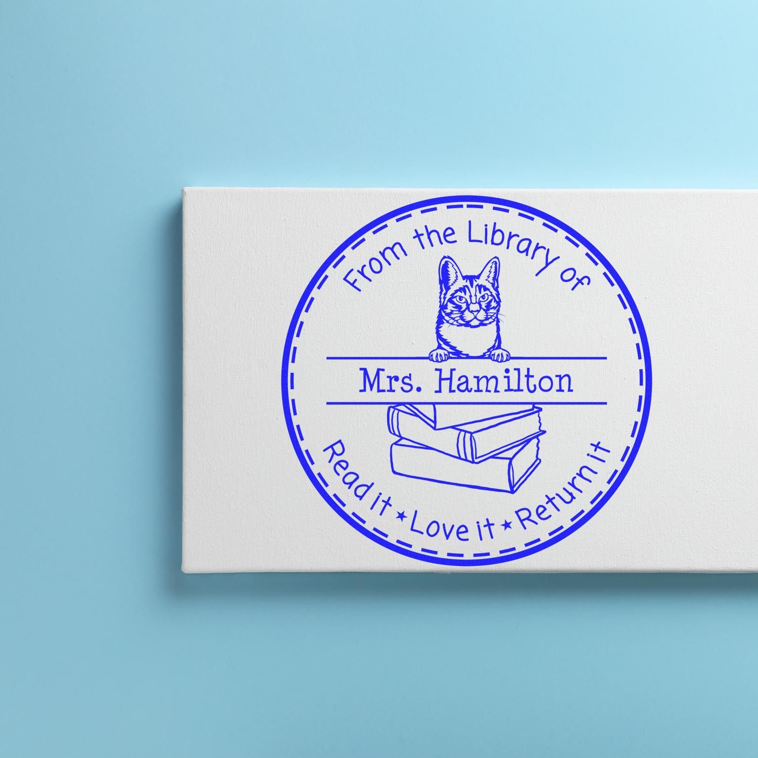 Manx Customized Read It Love It Return It Personalizable Stamper Self-Inking - Engineer Seal Stamps