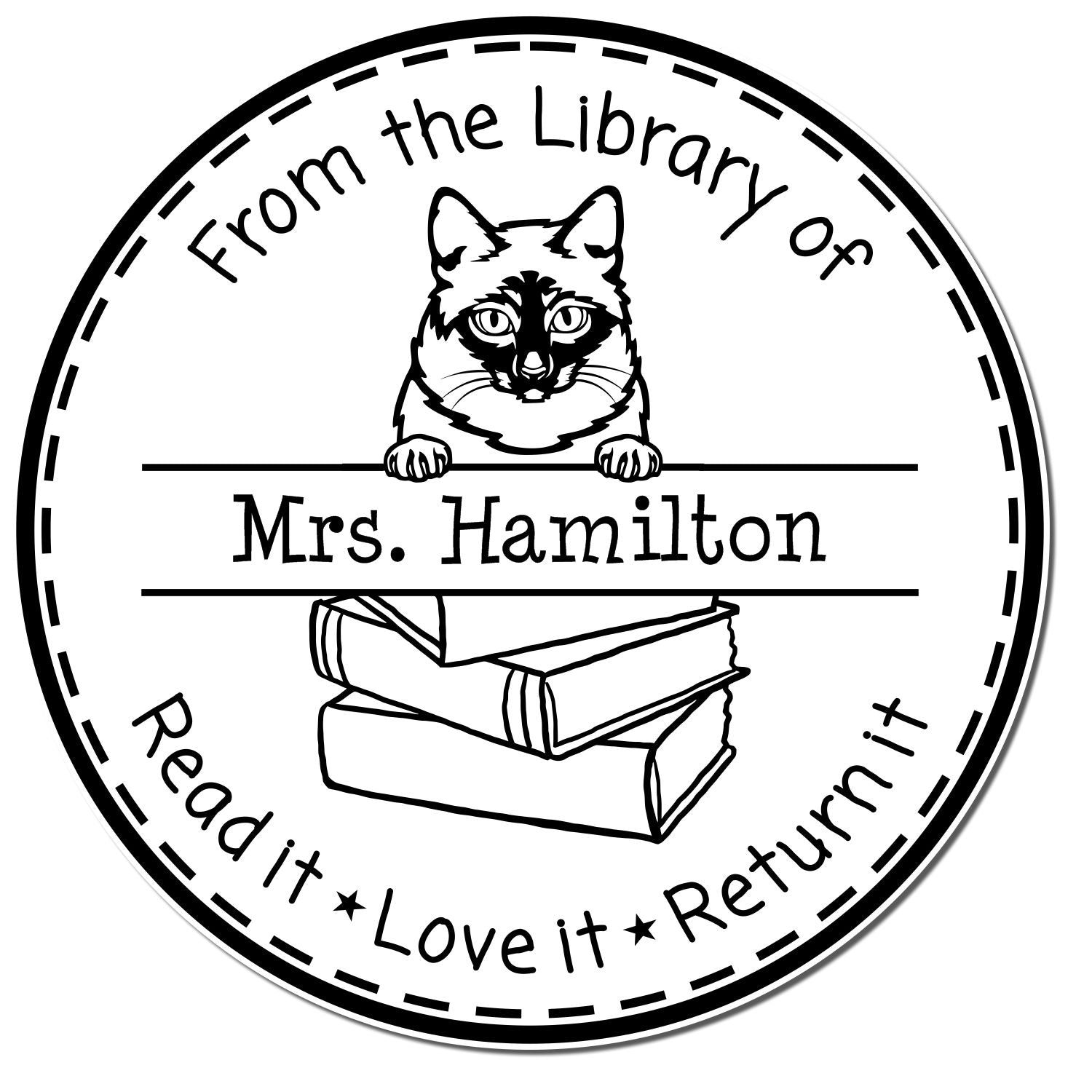 Mekong Bobtail Custom-Made Home Library Stamp - Engineer Seal Stamps