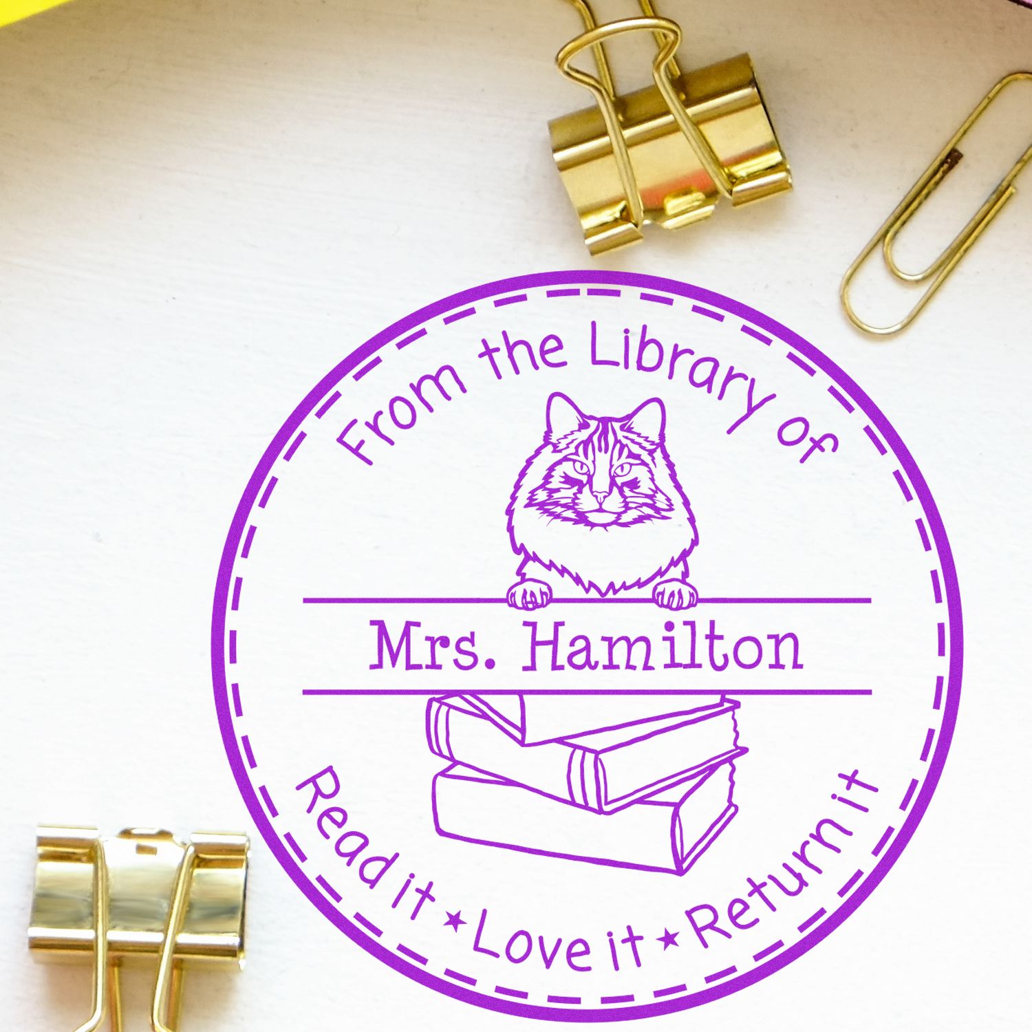 Norwegian Forest Cat Custom-Made For Library Books Stamper - Engineer Seal Stamps