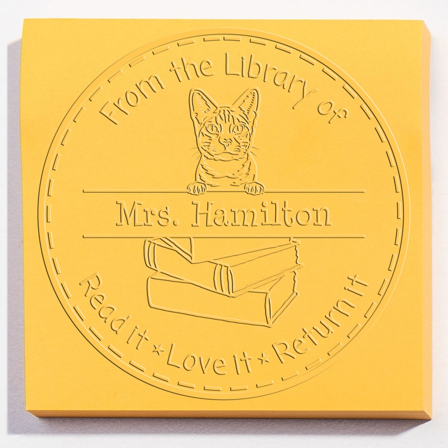 Custom Book Label Embosser with Ocicat Cat - Engineer Seal Stamps