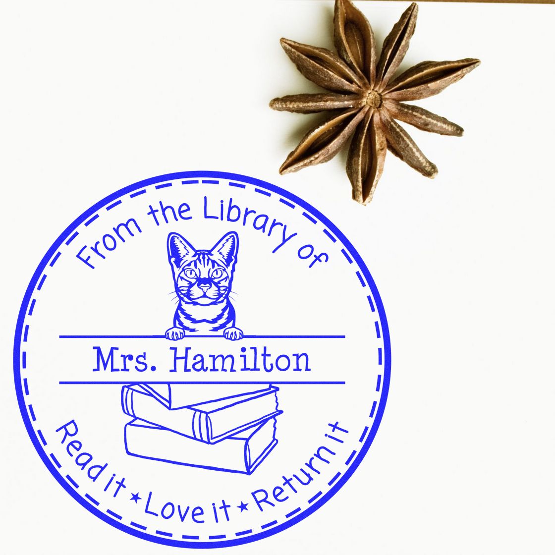 Personalized From The Library Of Stamper with Ocicat Cat - Engineer Seal Stamps