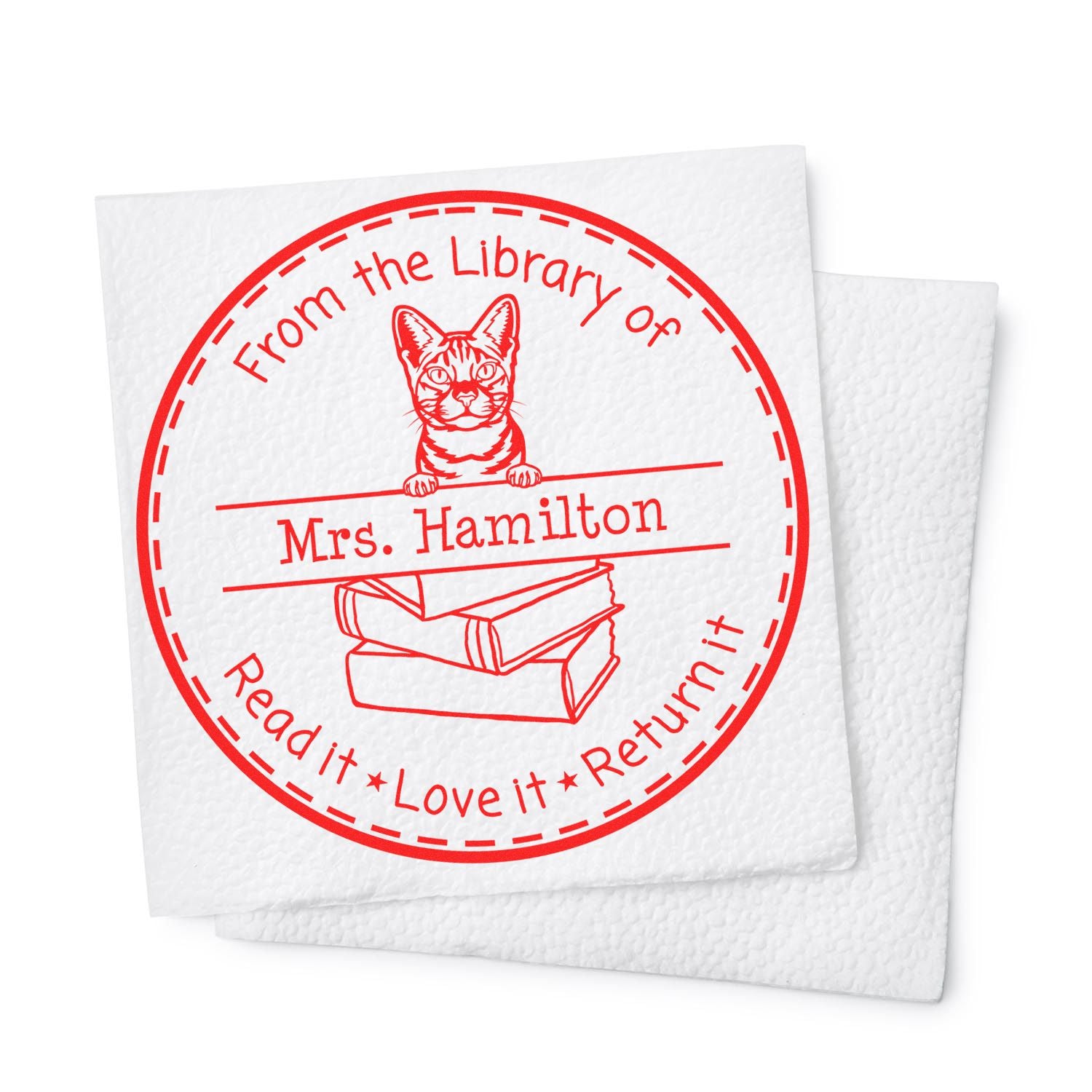 Ocicat Custom-Made For Library Books Stamp - Engineer Seal Stamps