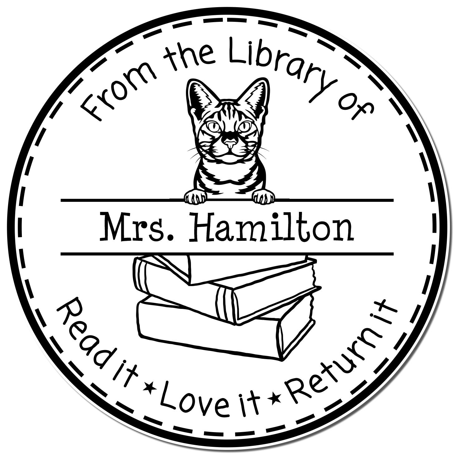 Ocicat Cat Personalized Book Identity Stamper - Engineer Seal Stamps