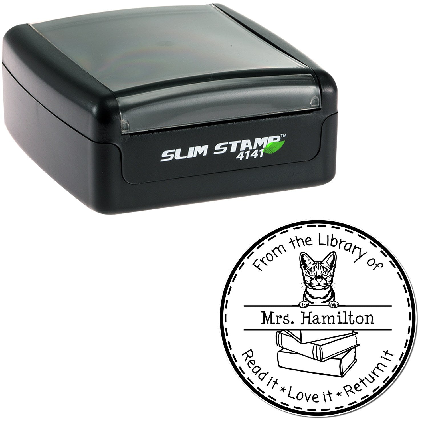 Personalized From The Library Of Stamper with Ocicat Cat - Engineer Seal Stamps