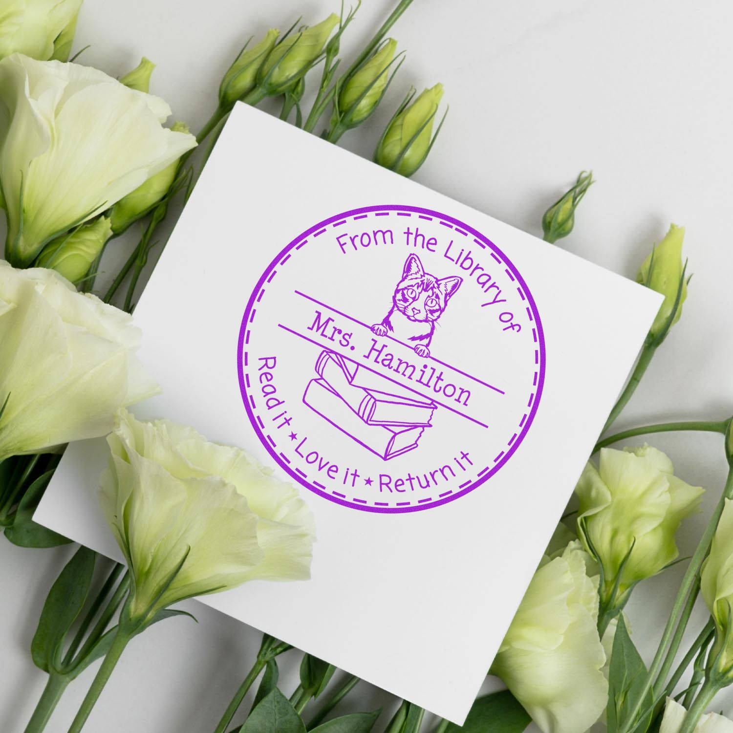 Adorable Ojos Azules Customized Read It Love It Return It For Students Stamper Self-Inking - Engineer Seal Stamps