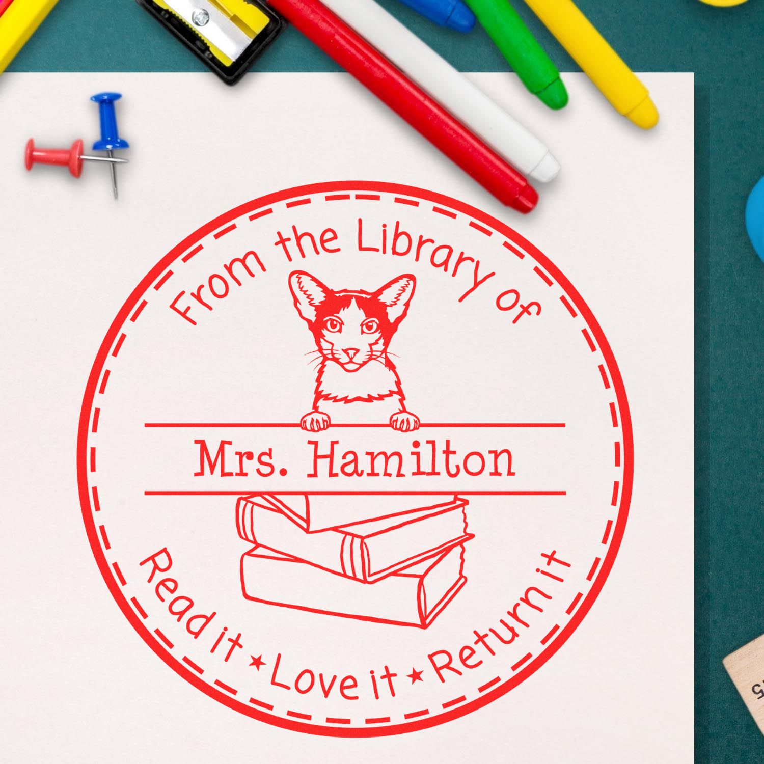 Adorable Oriental Bicolor Customized Read It Love It Return It For Students Stamp Self-Inking - Engineer Seal Stamps