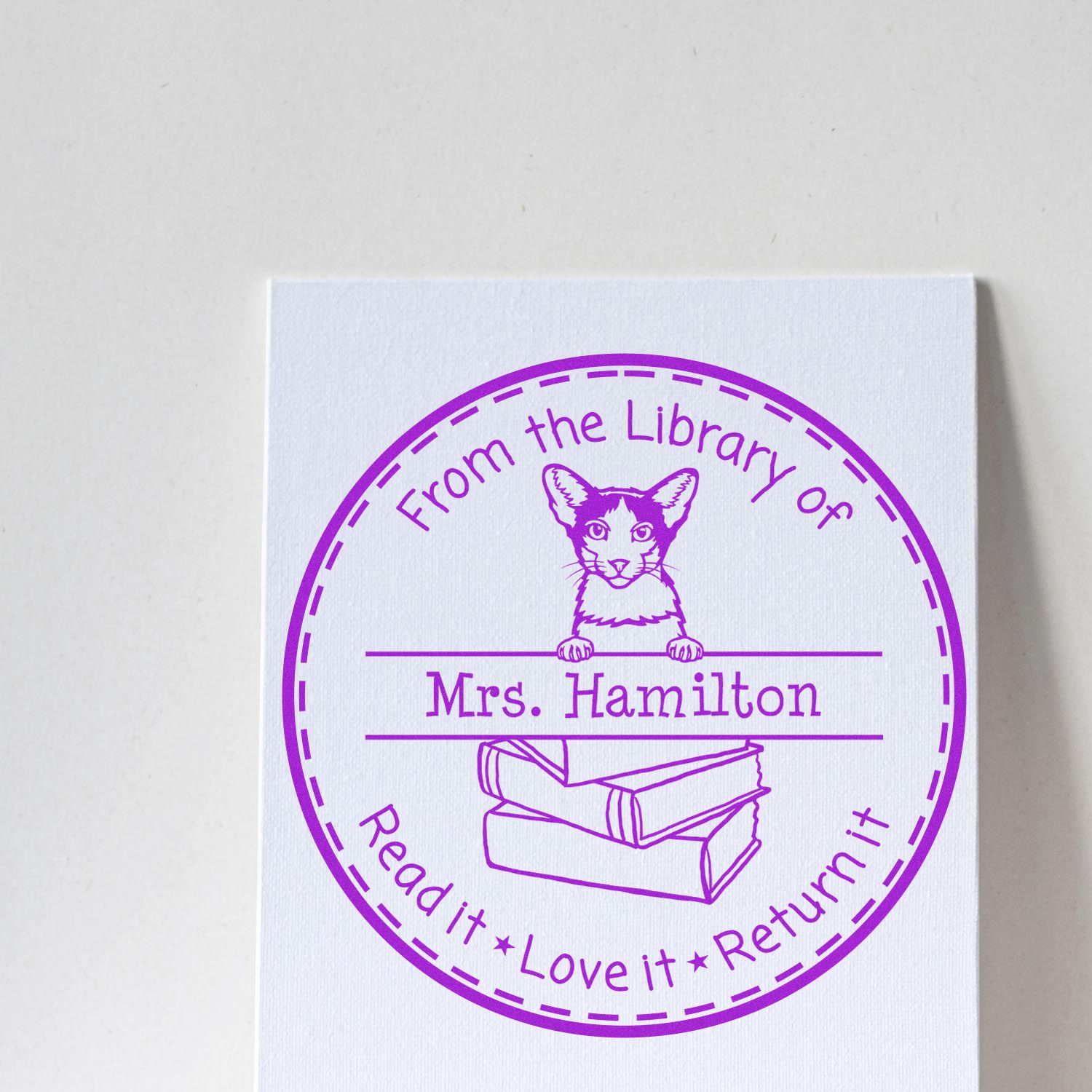 Oriental Bicolor Cat Personalized Desk Tools Stamper - Engineer Seal Stamps