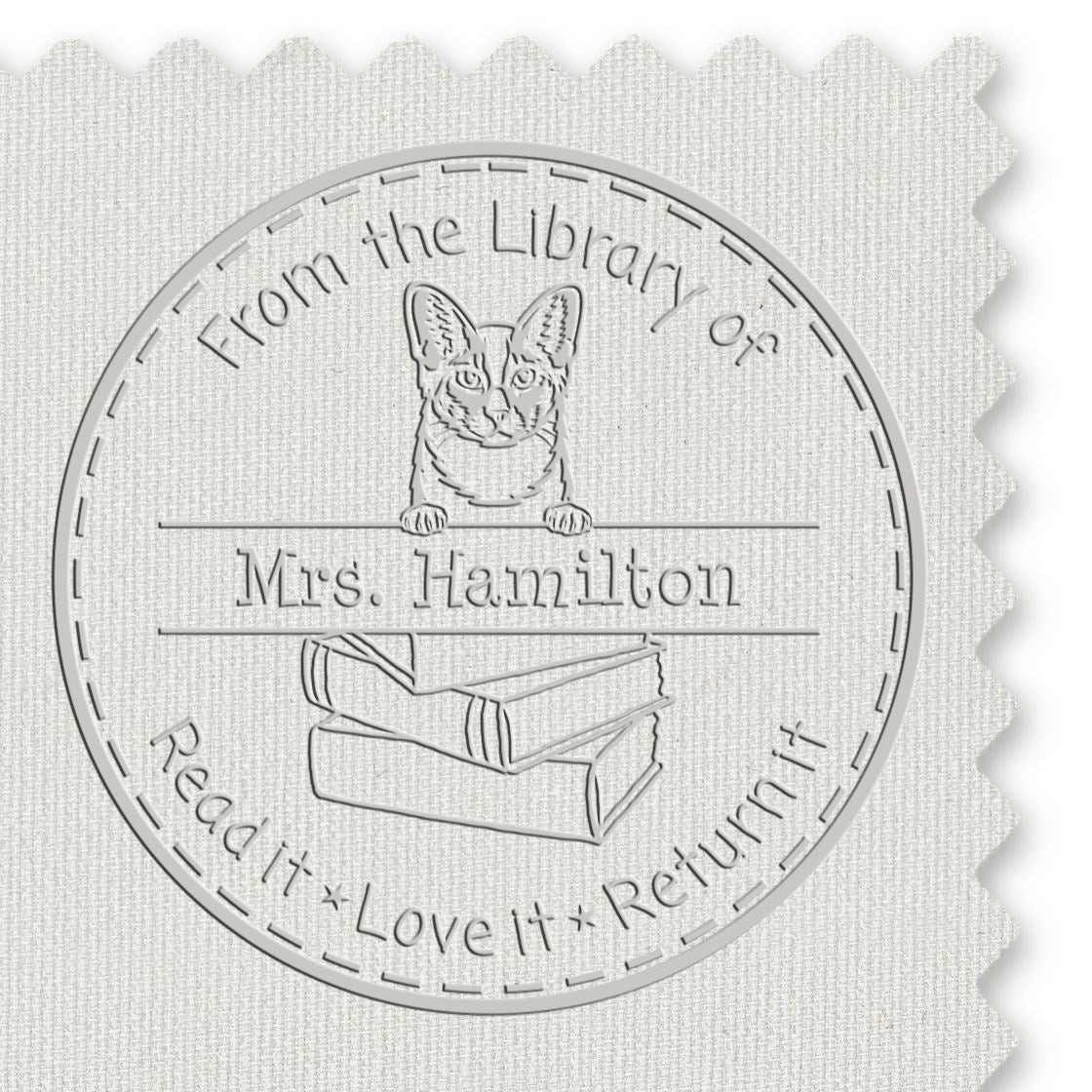 Oriental Longhair Cat Custom Keep It, Love It, Return It Embossed Stamp