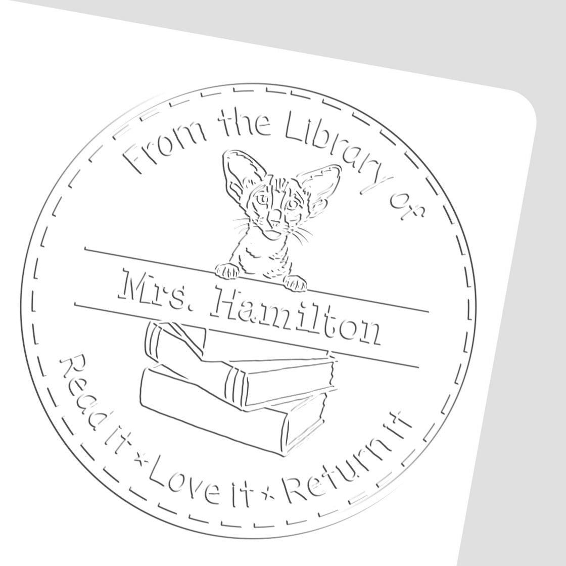 Custom Book Label Embossing Seal with Oriental Shorthair Cat - Engineer Seal Stamps