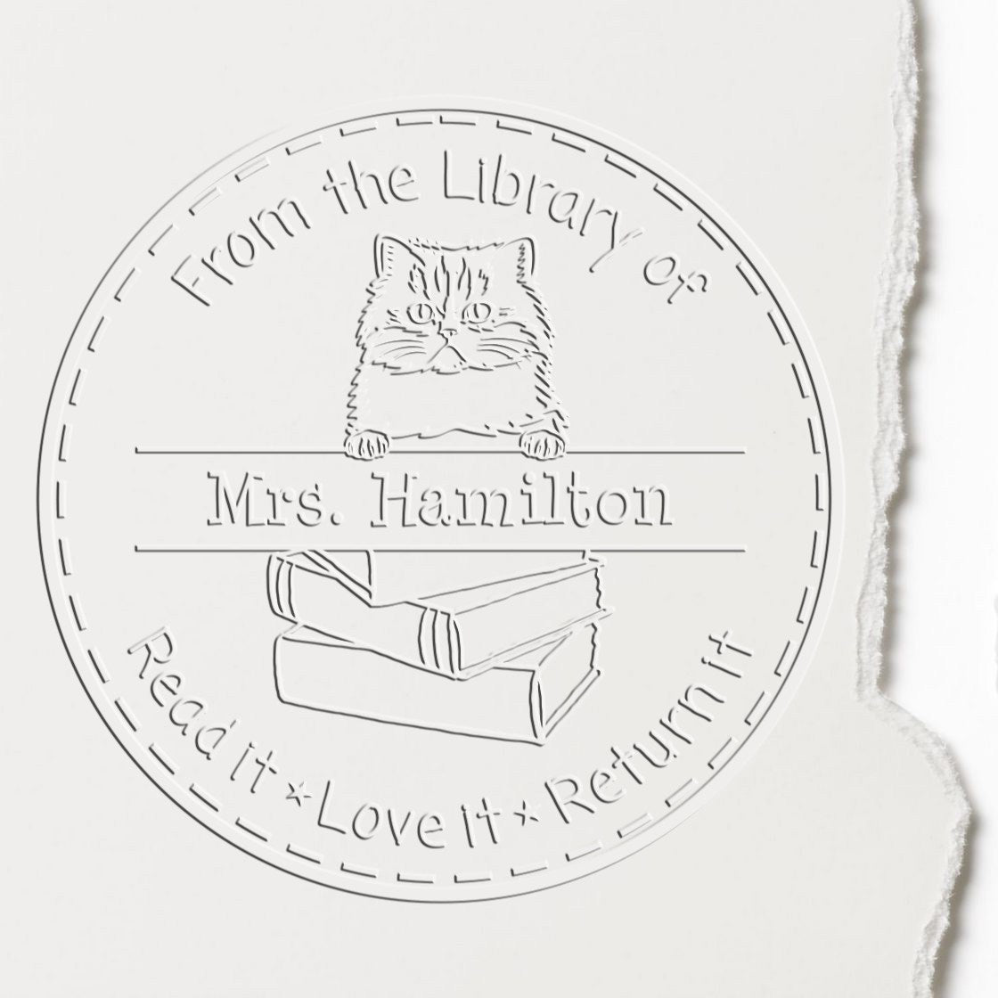 Persian Cat Custom Borrowed Book Reminder Embosser