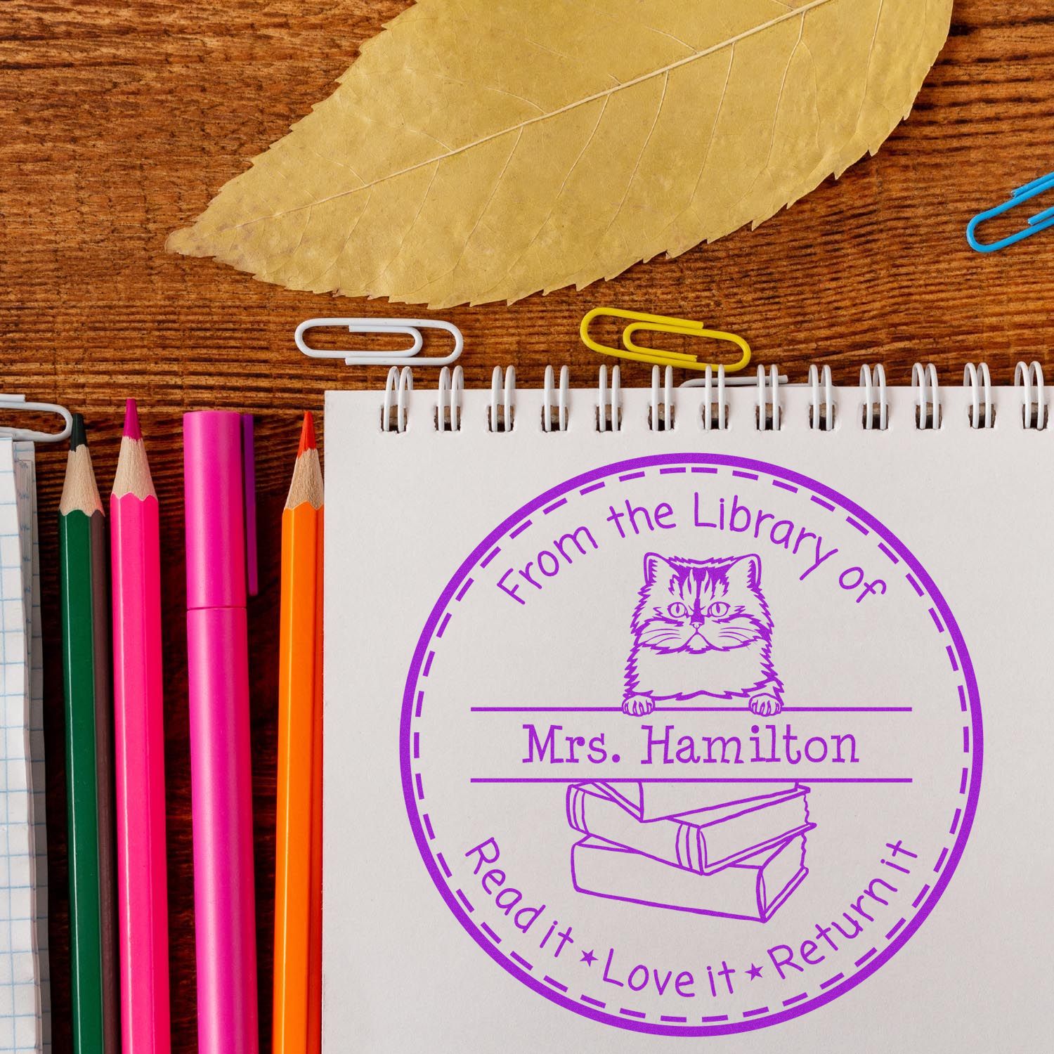 Adorable Persian Customized Read It Love It Return It For Libraries Stamper Self-Inking - Engineer Seal Stamps