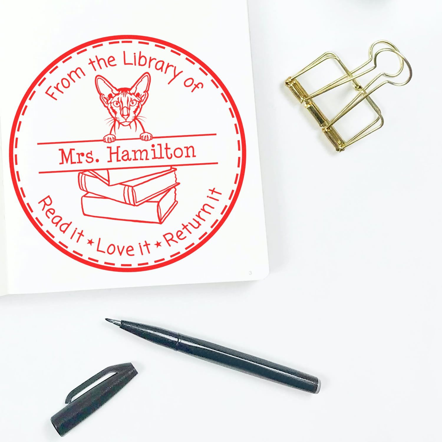 Peterbald Cat Personalized Educational Tools Stamper - Engineer Seal Stamps