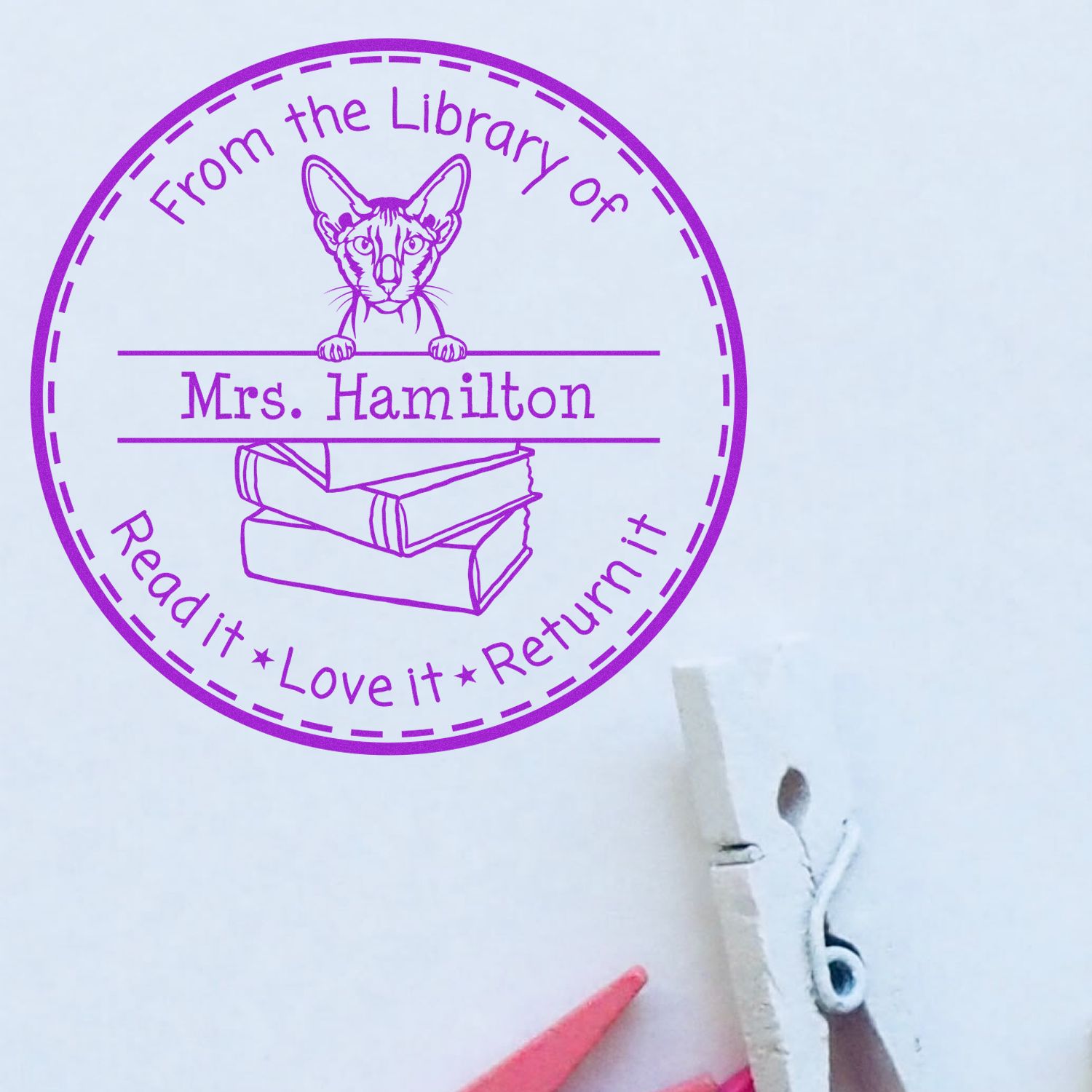 Peterbald Cat Personalized Educational Tools Stamper - Engineer Seal Stamps