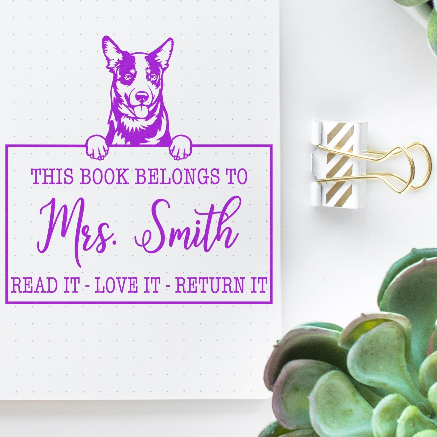 Australian Cattle Personalized Pet Read It Return It Stamp - Engineer Seal Stamps