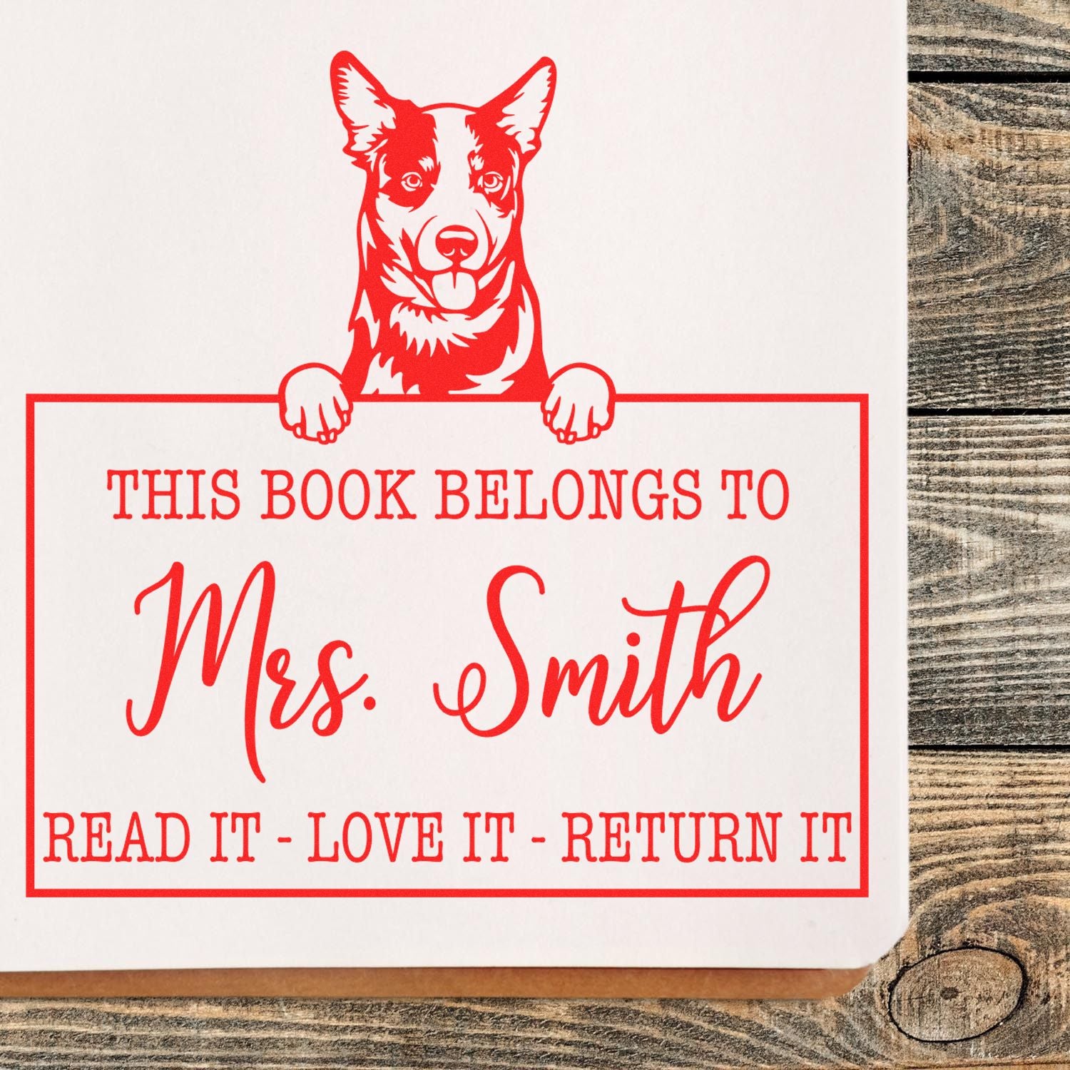 Personalized Teacher's Classroom Tools Stamp with Australian Cattle Dog - Engineer Seal Stamps