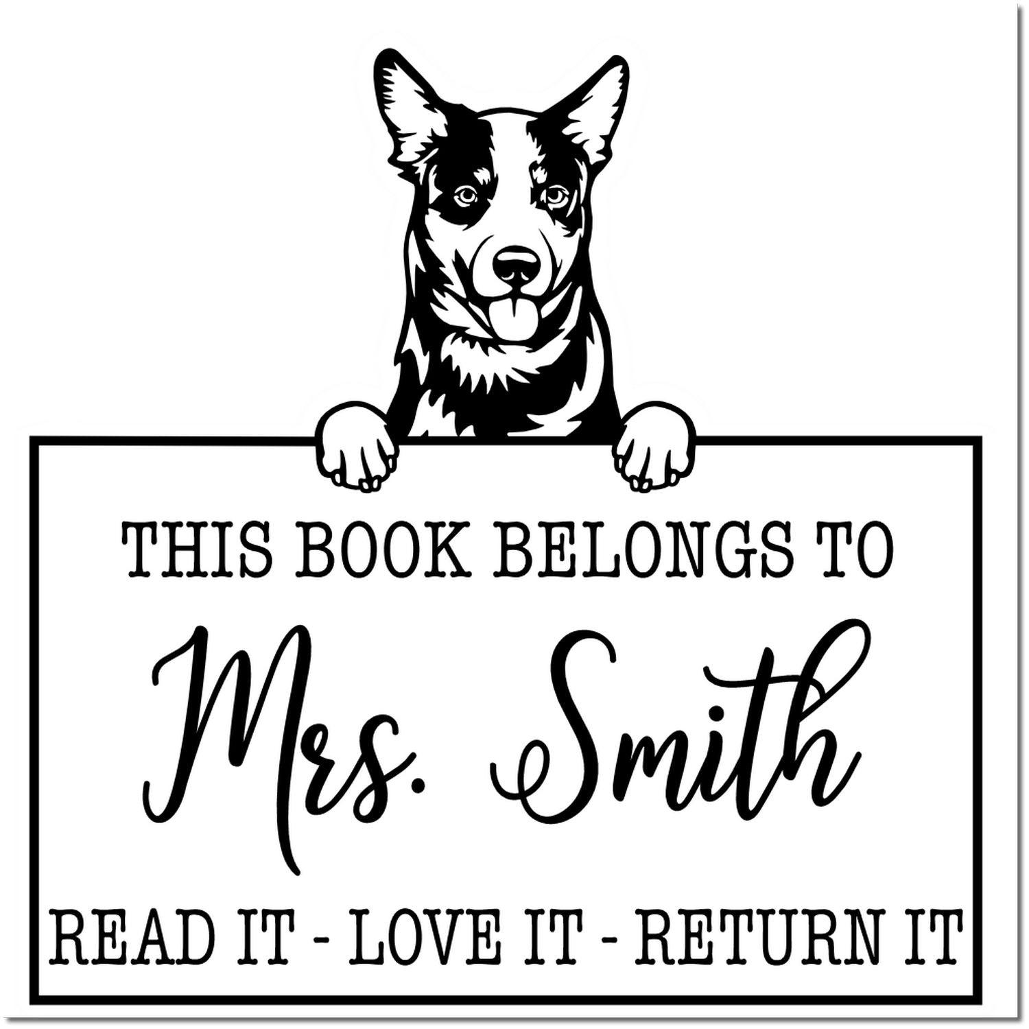 Australian Cattle Custom Made Dog Library Stamp - Engineer Seal Stamps