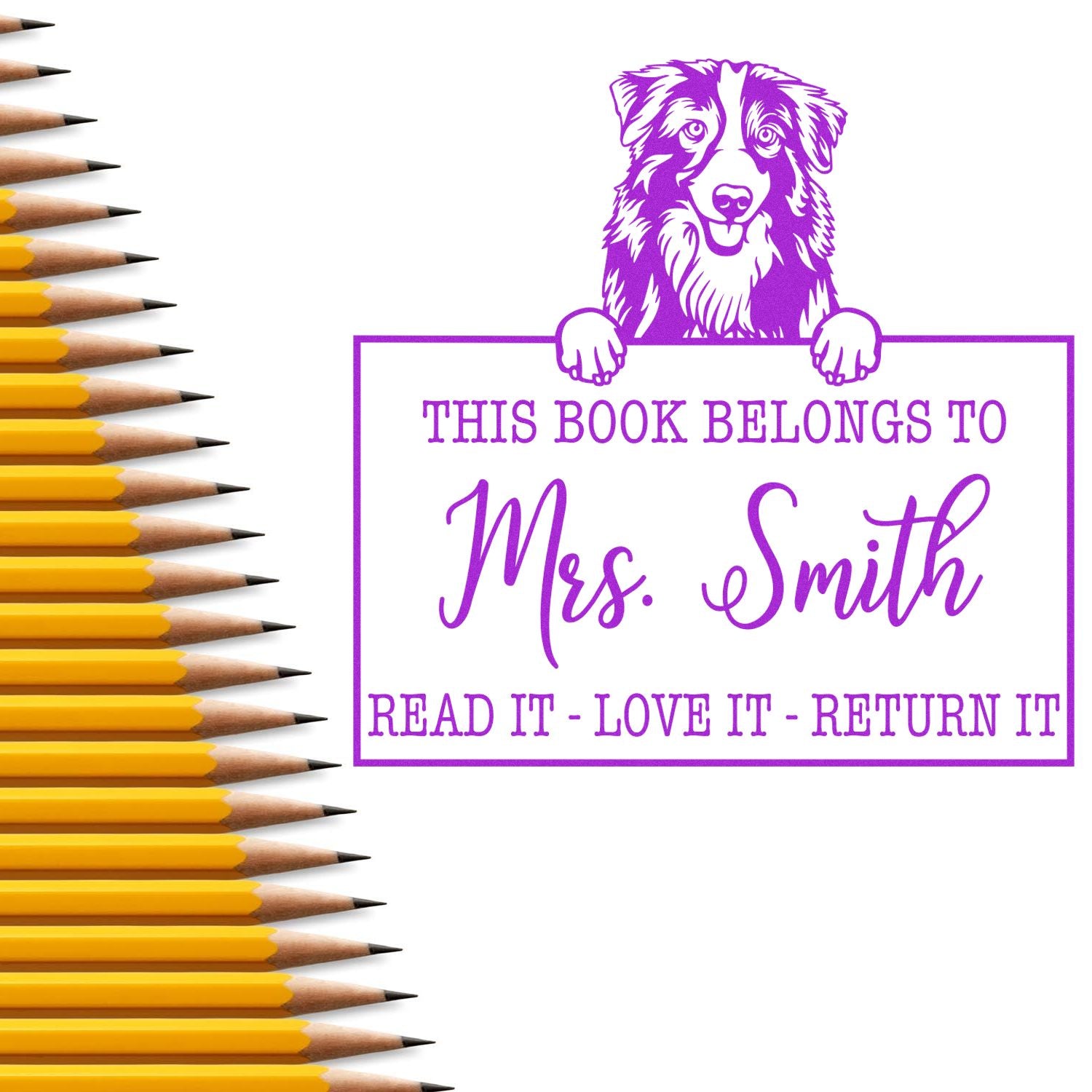 Australian Shepherd Personalized Pet Read It Love It Return It Stamp - Engineer Seal Stamps