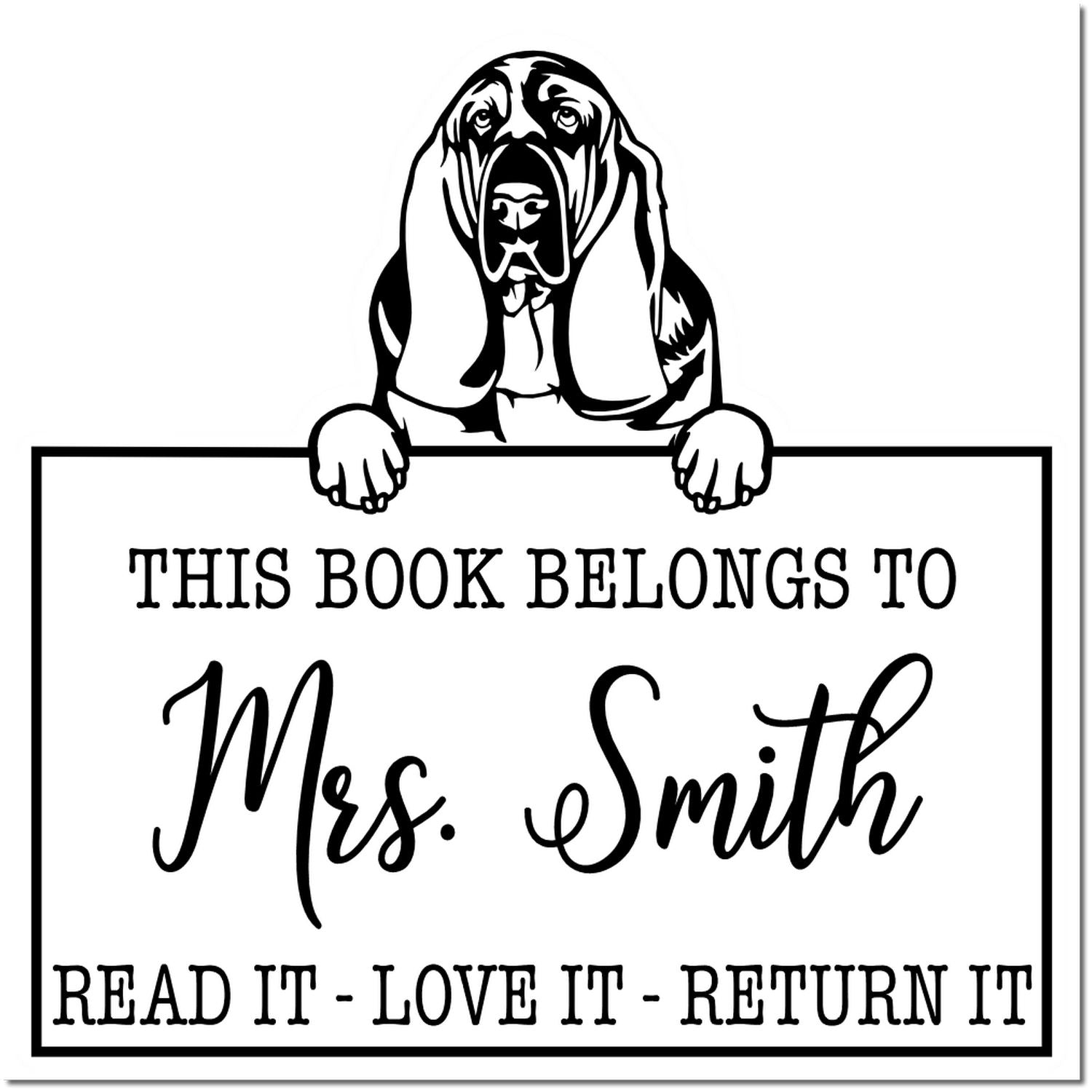 Basset Hound Personalized Pet This Book Belongs To Stamp - Engineer Seal Stamps