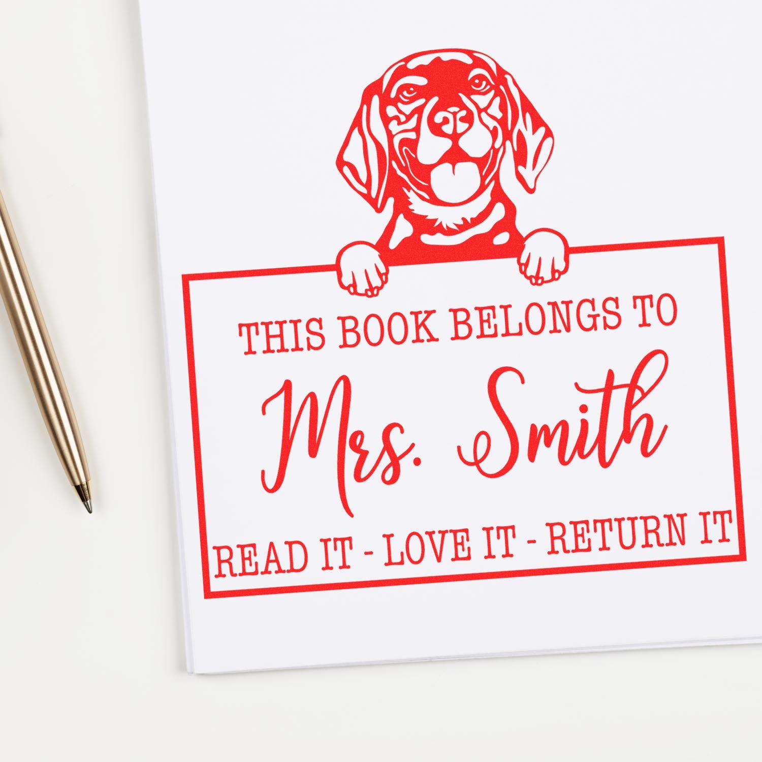 Customized Teacher's Classroom Stamp with Beagle - Engineer Seal Stamps