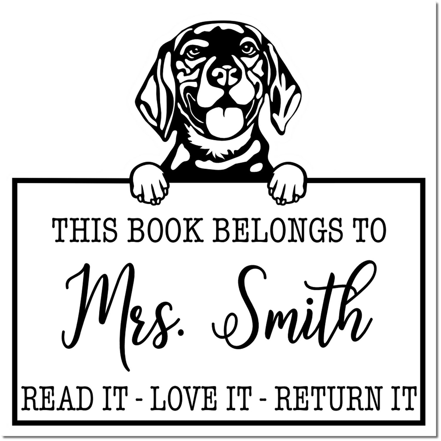Beagle Personalized Pet Book Belongs Stamp - Engineer Seal Stamps