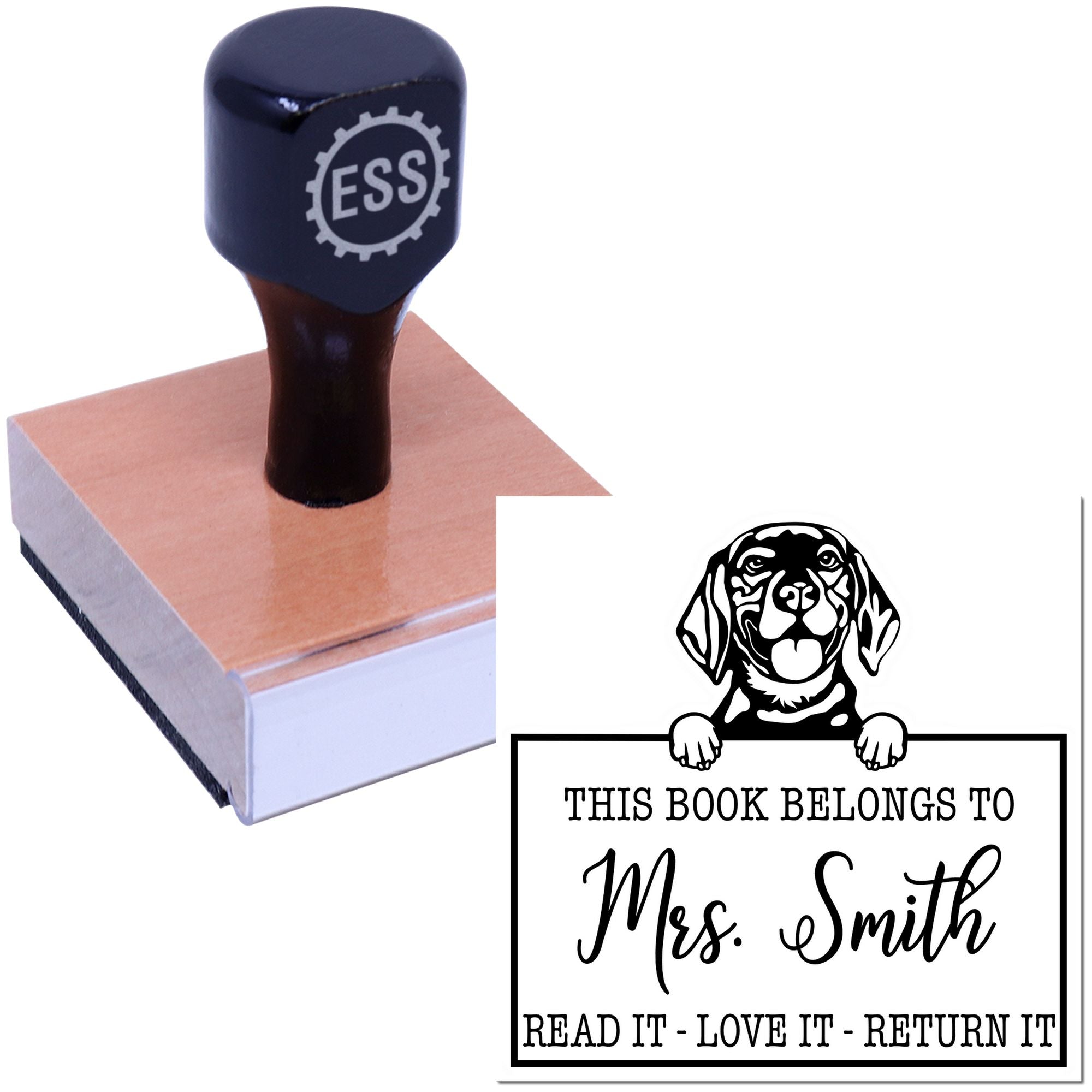 Beagle Personalized Pet Book Belongs Stamp - Engineer Seal Stamps