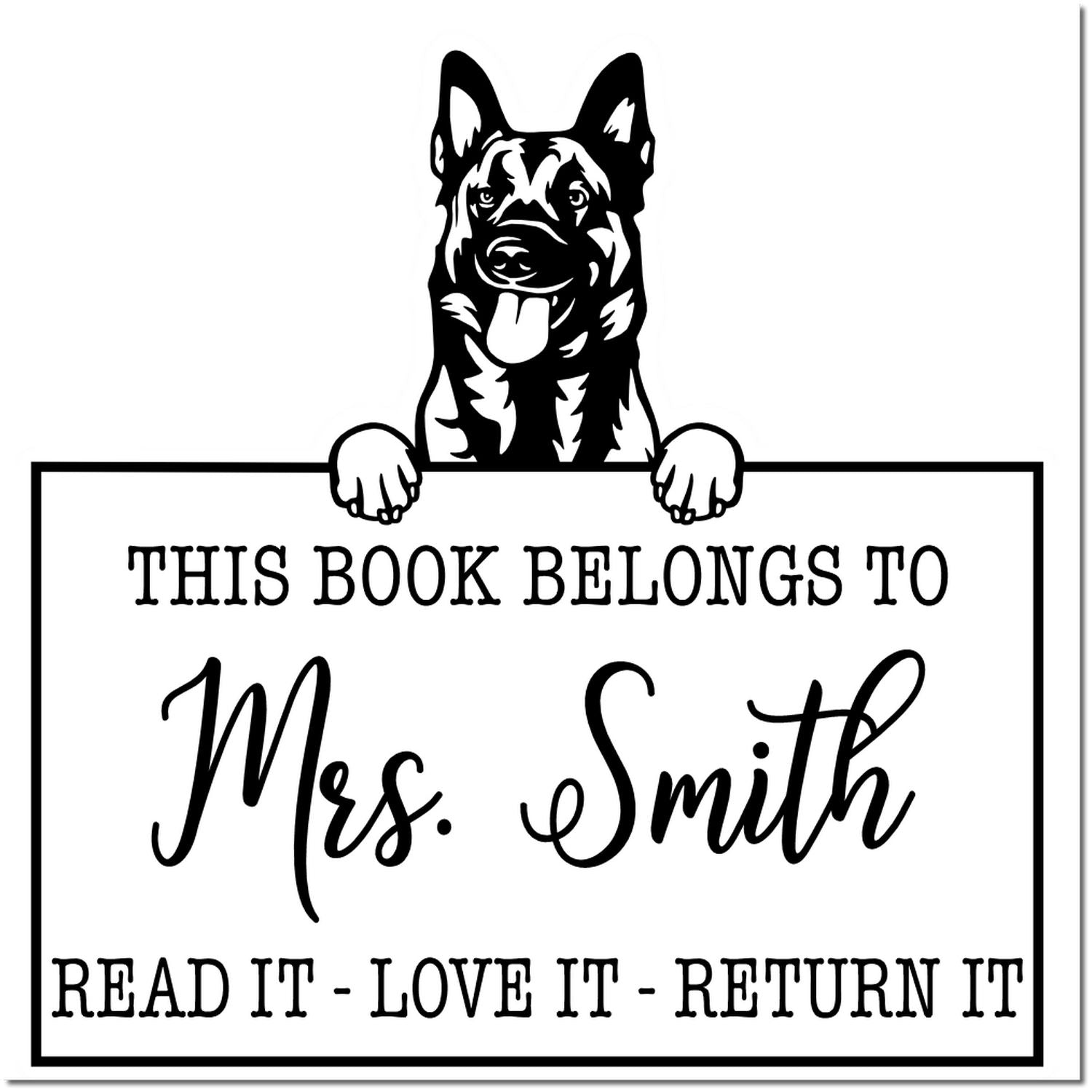 Belgian Malinois Personalized Pet Book Stamp - Engineer Seal Stamps