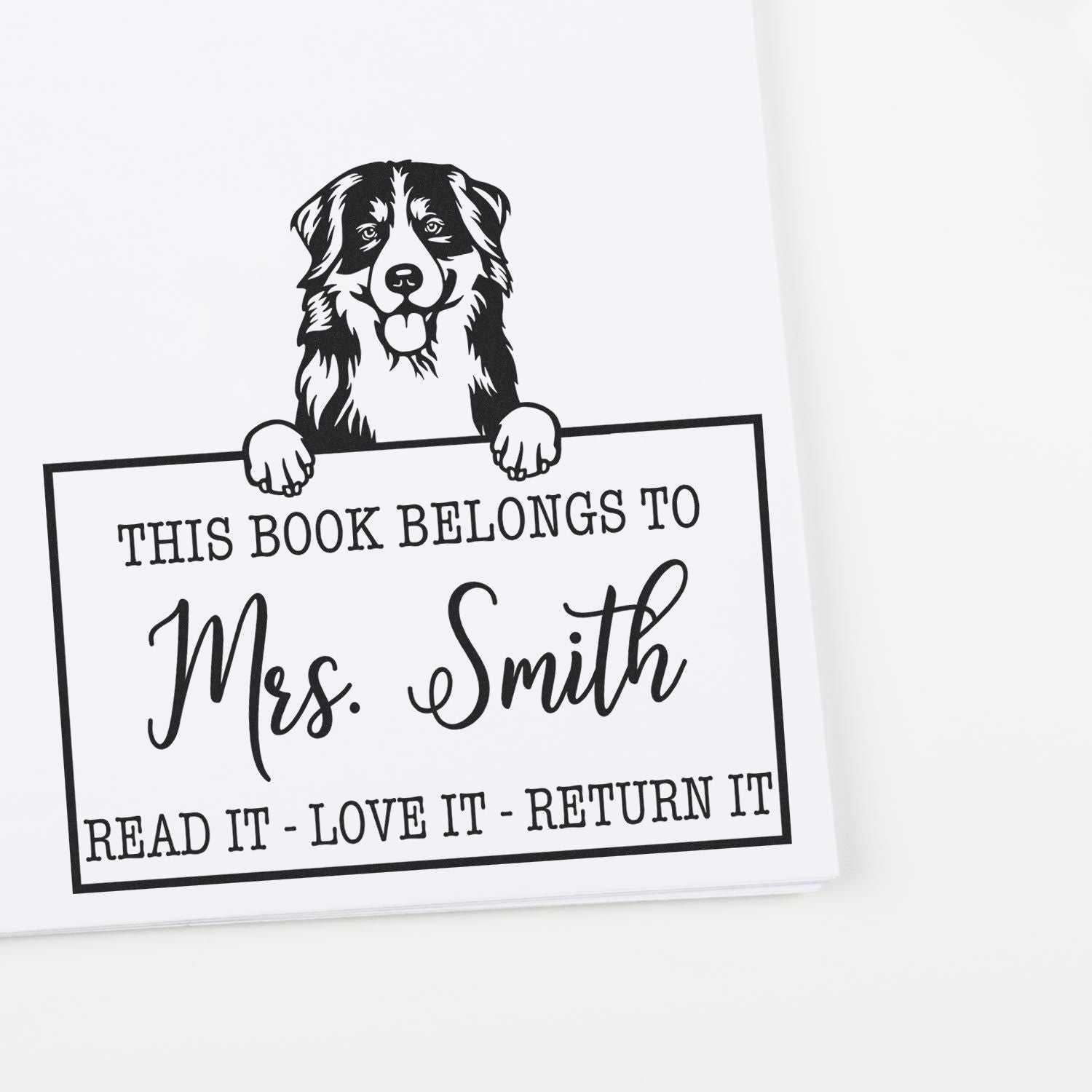 Bernese Mountain Dog Personalized Pet Library Stamp - Engineer Seal Stamps