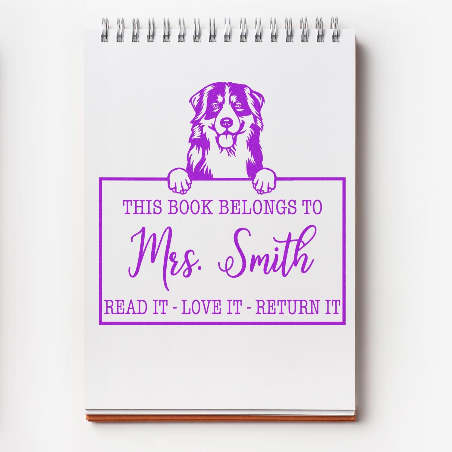 Bernese Mountain Dog Customizable Dog-Themed Book Belongs Stamp - Engineer Seal Stamps