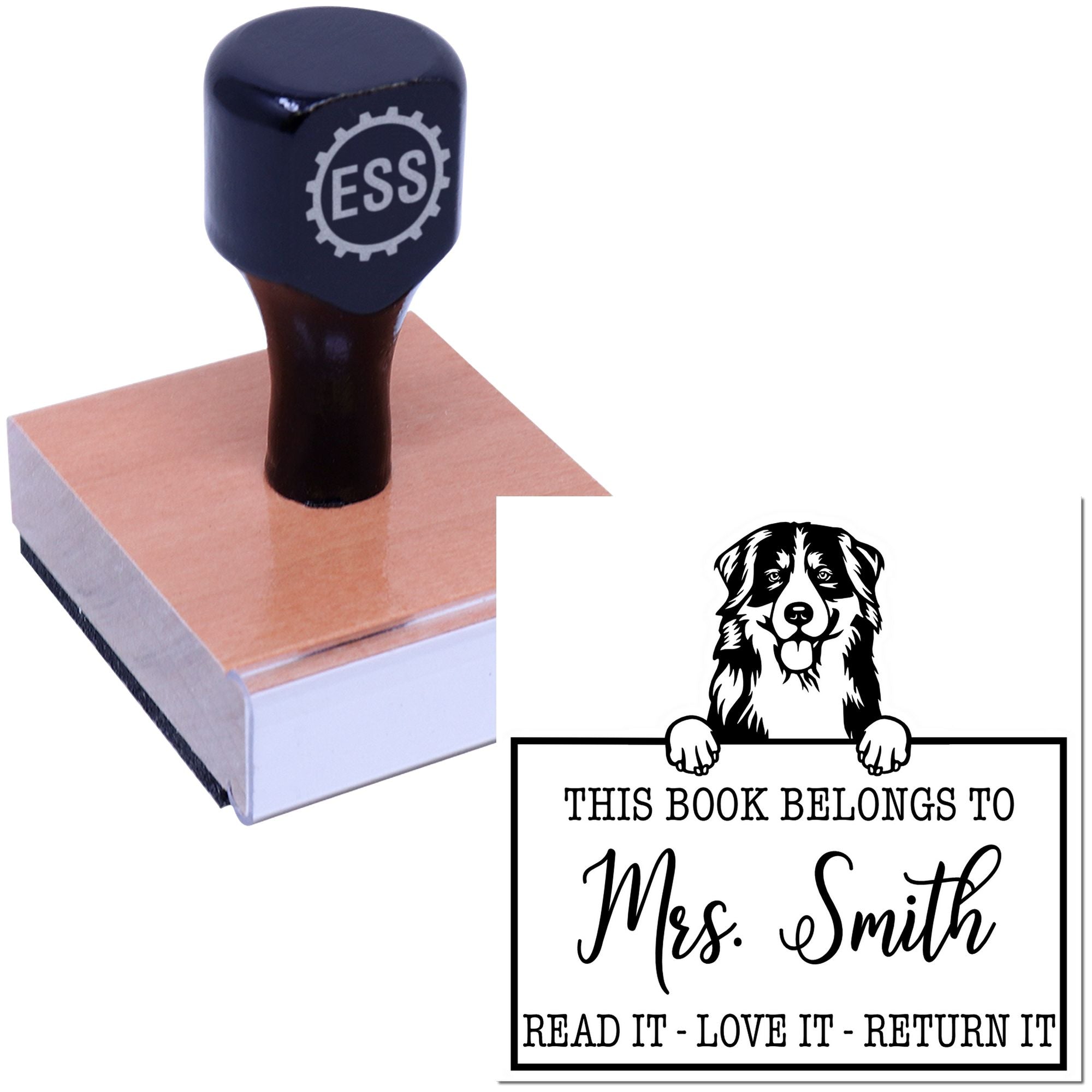 Bernese Mountain Dog Personalized Pet Library Stamp - Engineer Seal Stamps