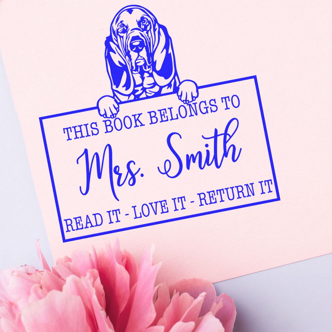 Customized Classroom Reading Tools Stamp with Bloodhound - Engineer Seal Stamps