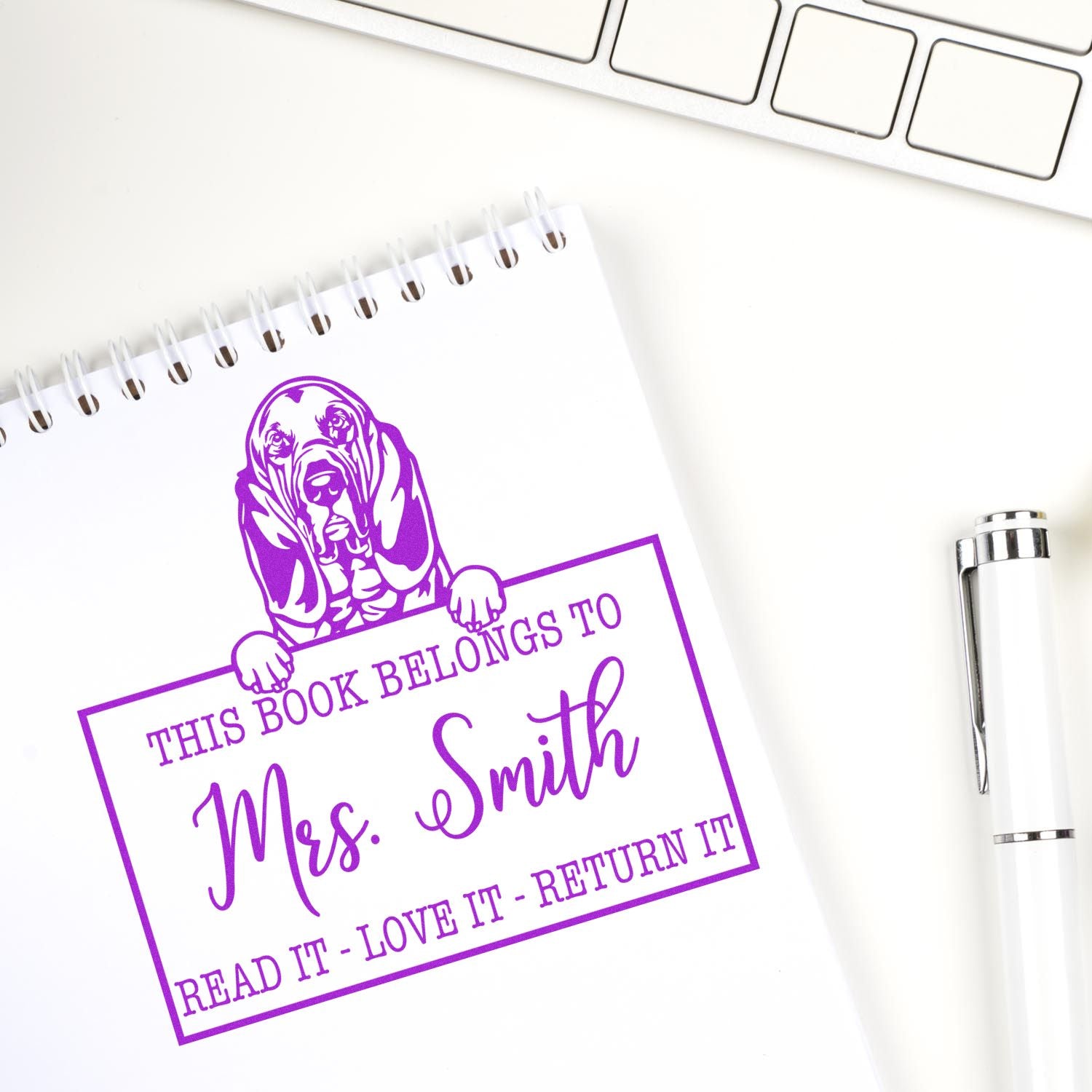 Customized Classroom Reading Tools Stamp with Bloodhound - Engineer Seal Stamps