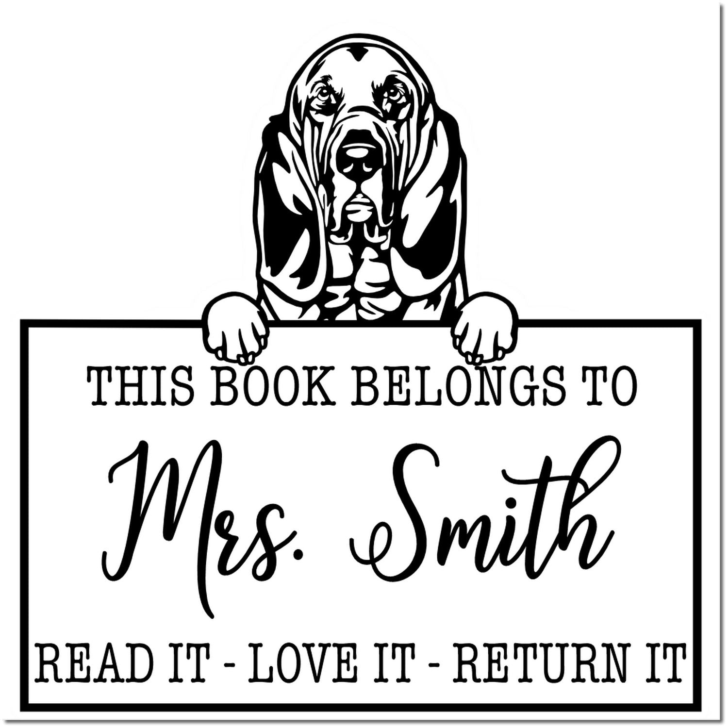 Bloodhounds Customizable Dog This Book Belongs To Stamp - Engineer Seal Stamps