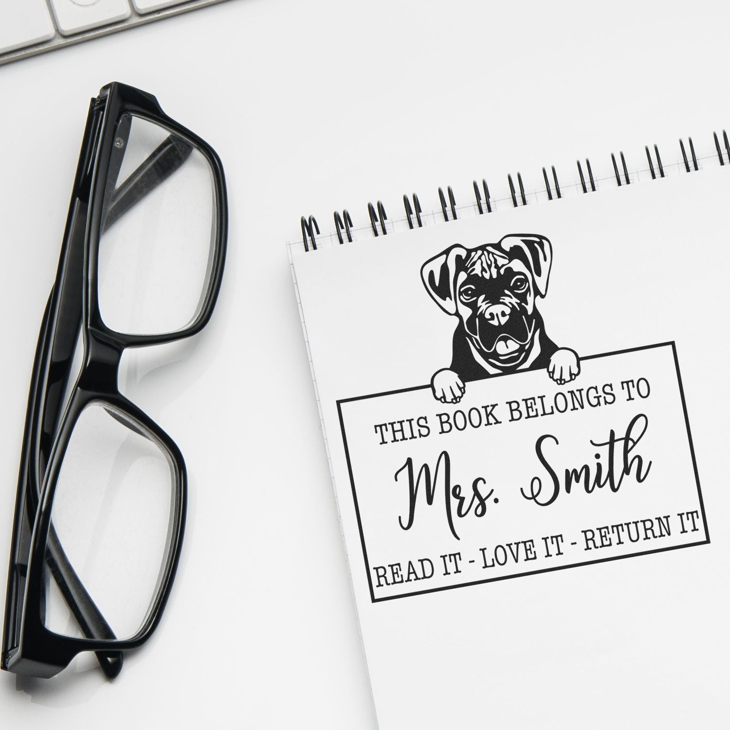 Boxer Customizable Dog Library Stamp - Engineer Seal Stamps