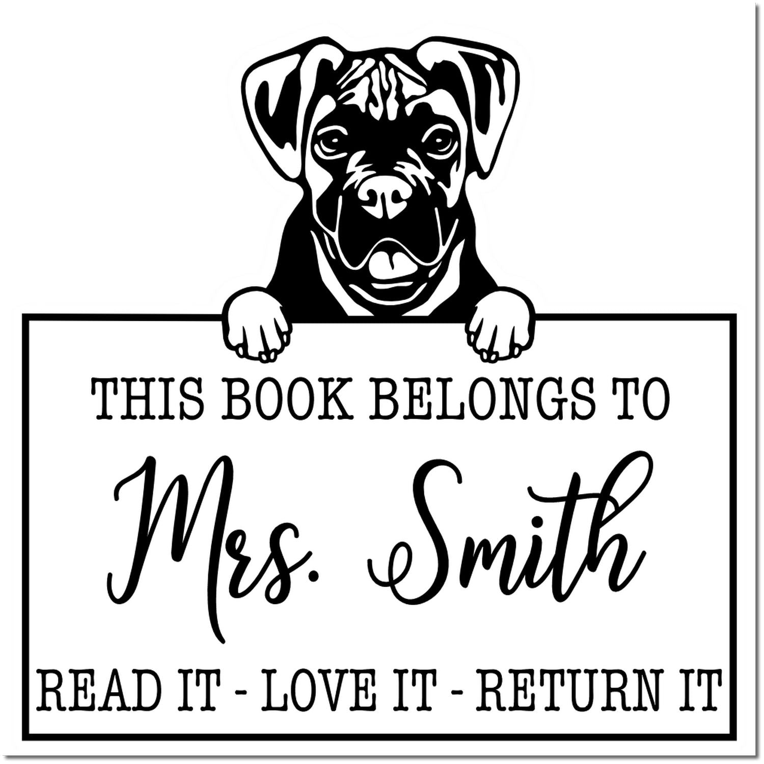 Boxer Customizable Dog Library Stamp - Engineer Seal Stamps