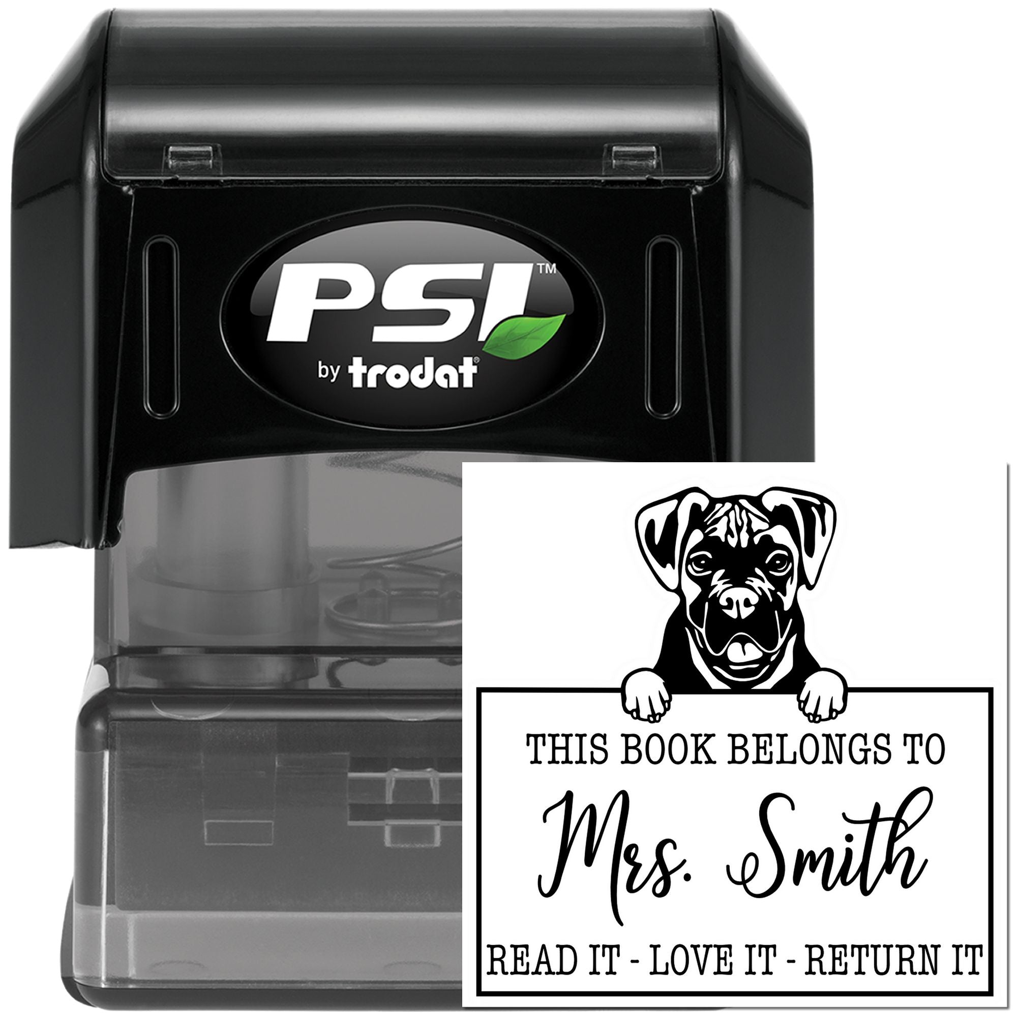Customized Book Lending Tool Stamp with Boxer - Engineer Seal Stamps