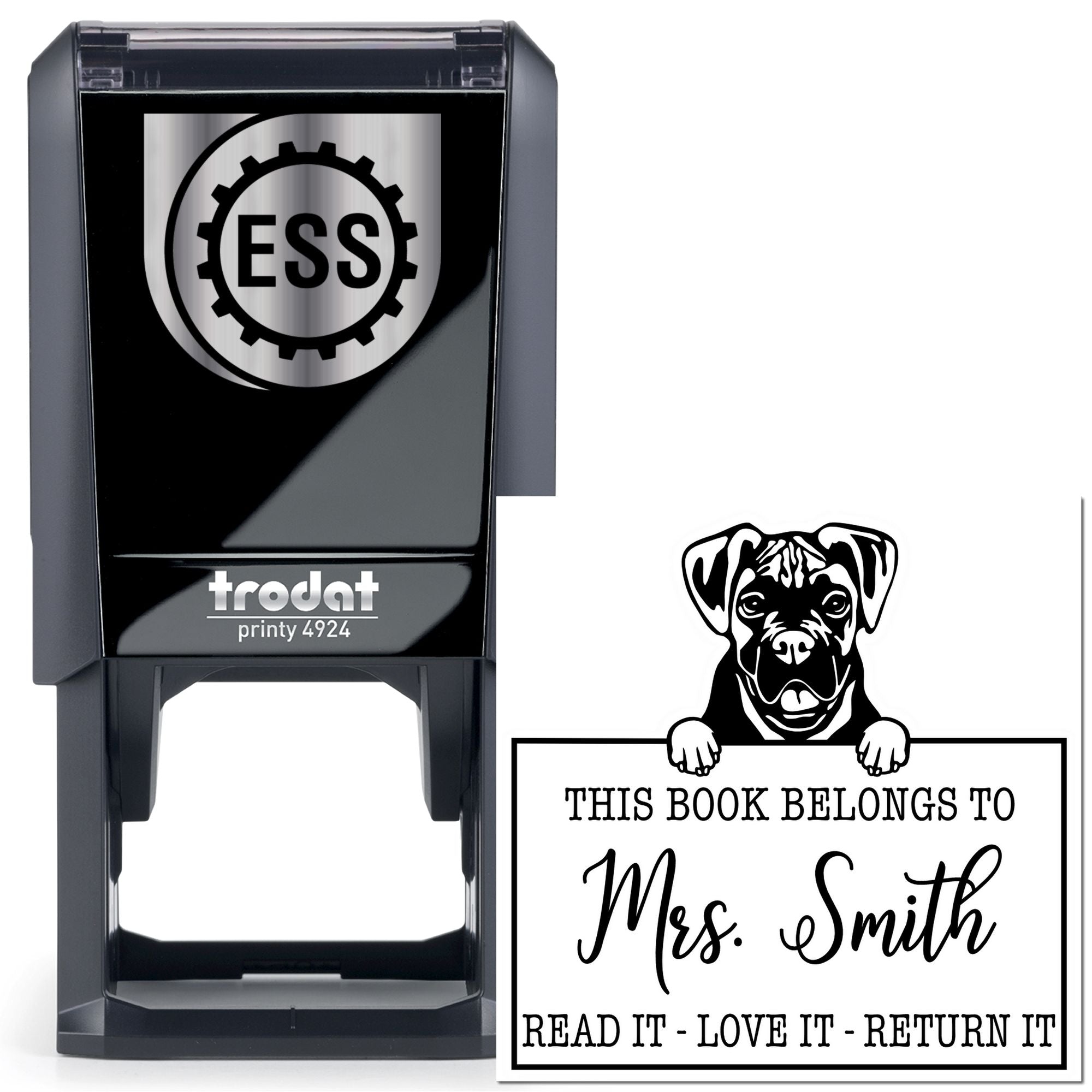 Boxer Customizable Dog Library Stamp - Engineer Seal Stamps