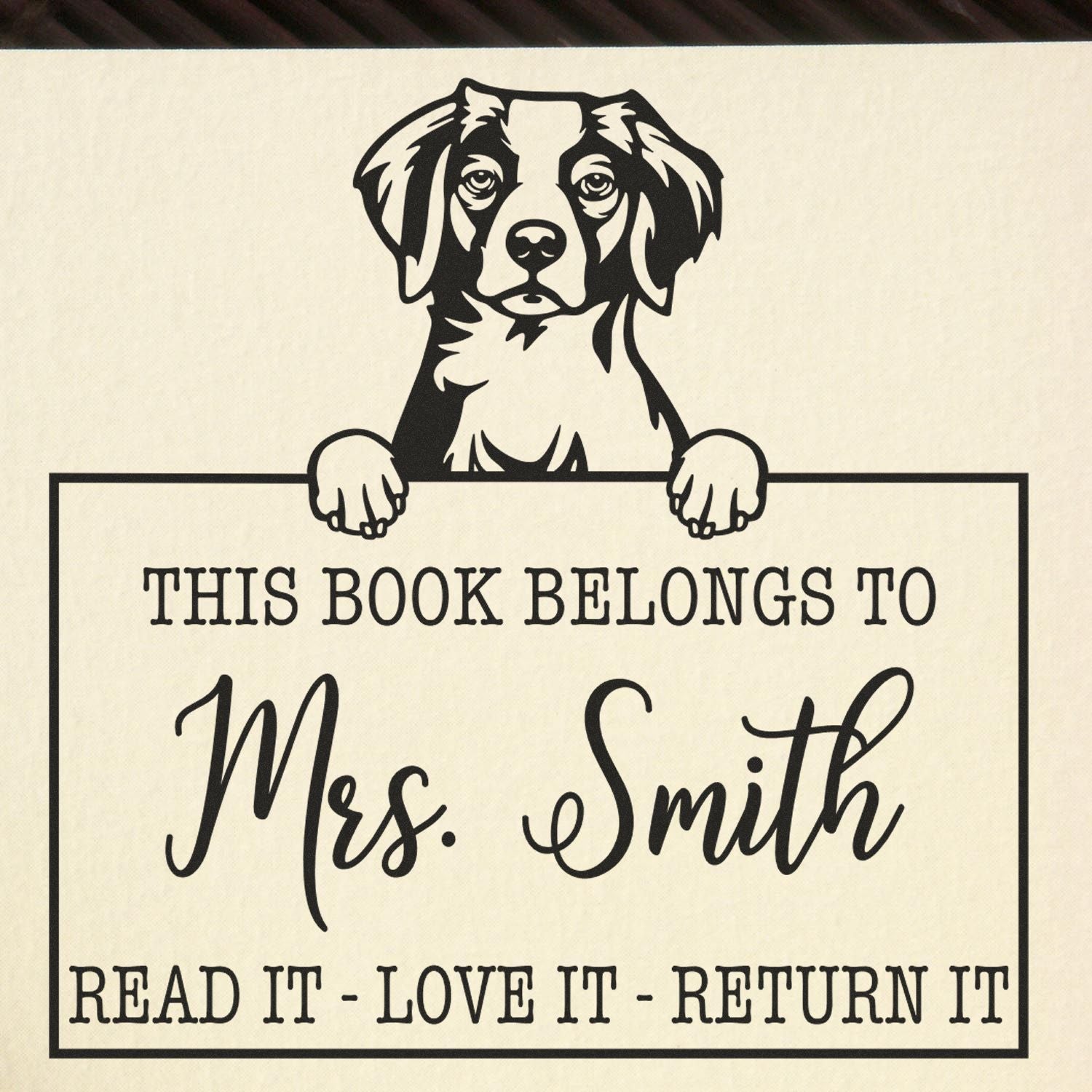 Brittany Custom Made Pet This Book Belongs To Stamp - Engineer Seal Stamps