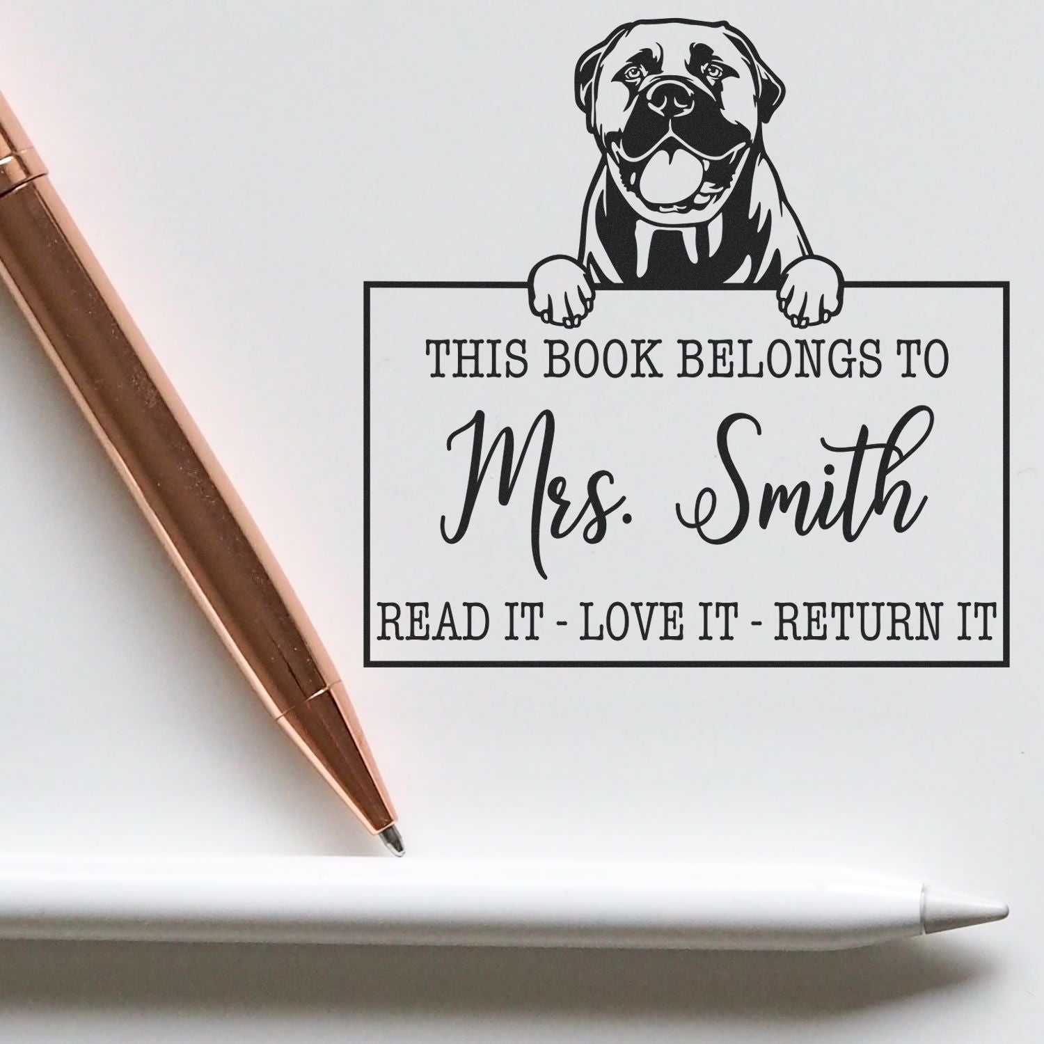 Bullmastiffs Custom Made Pet Book Belongs Stamp - Engineer Seal Stamps