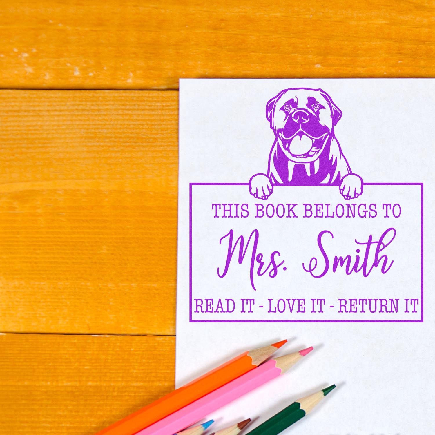 Bullmastiffs Custom Made Pet Book Belongs Stamp