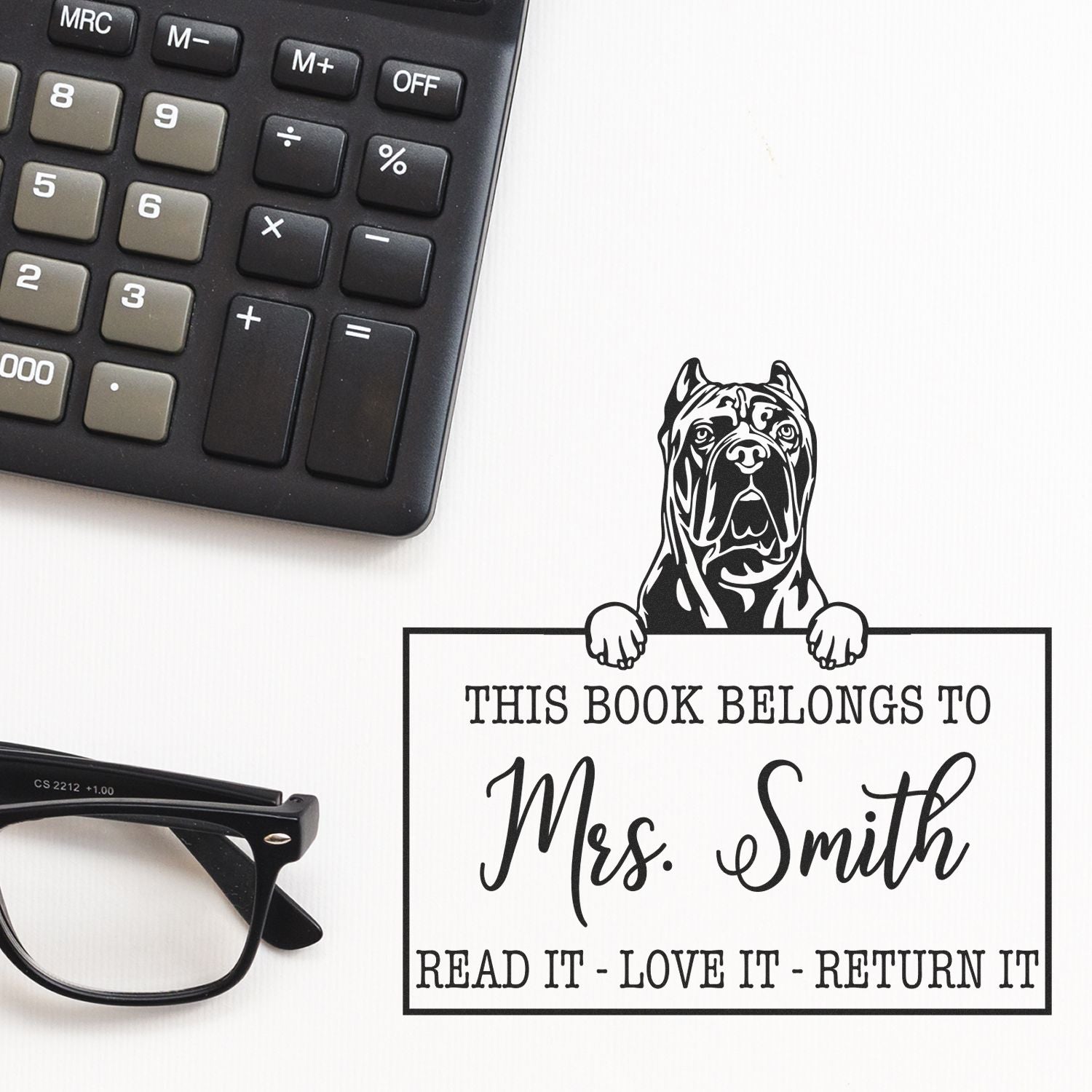 Customized Book Return Reminder Stamp with Cane Corso - Engineer Seal Stamps