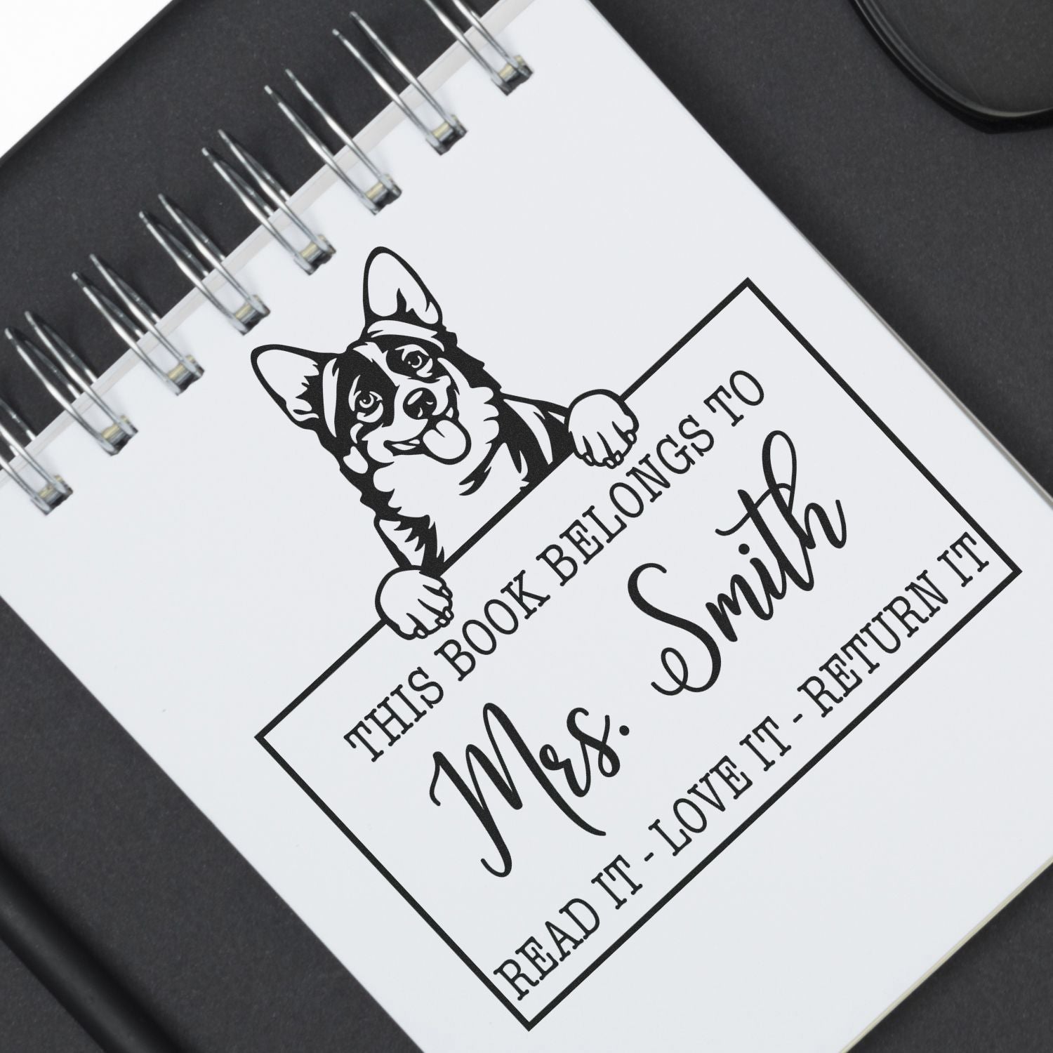 Customized Shared Library Stamp with Cardigan Welsh Corgis - Engineer Seal Stamps