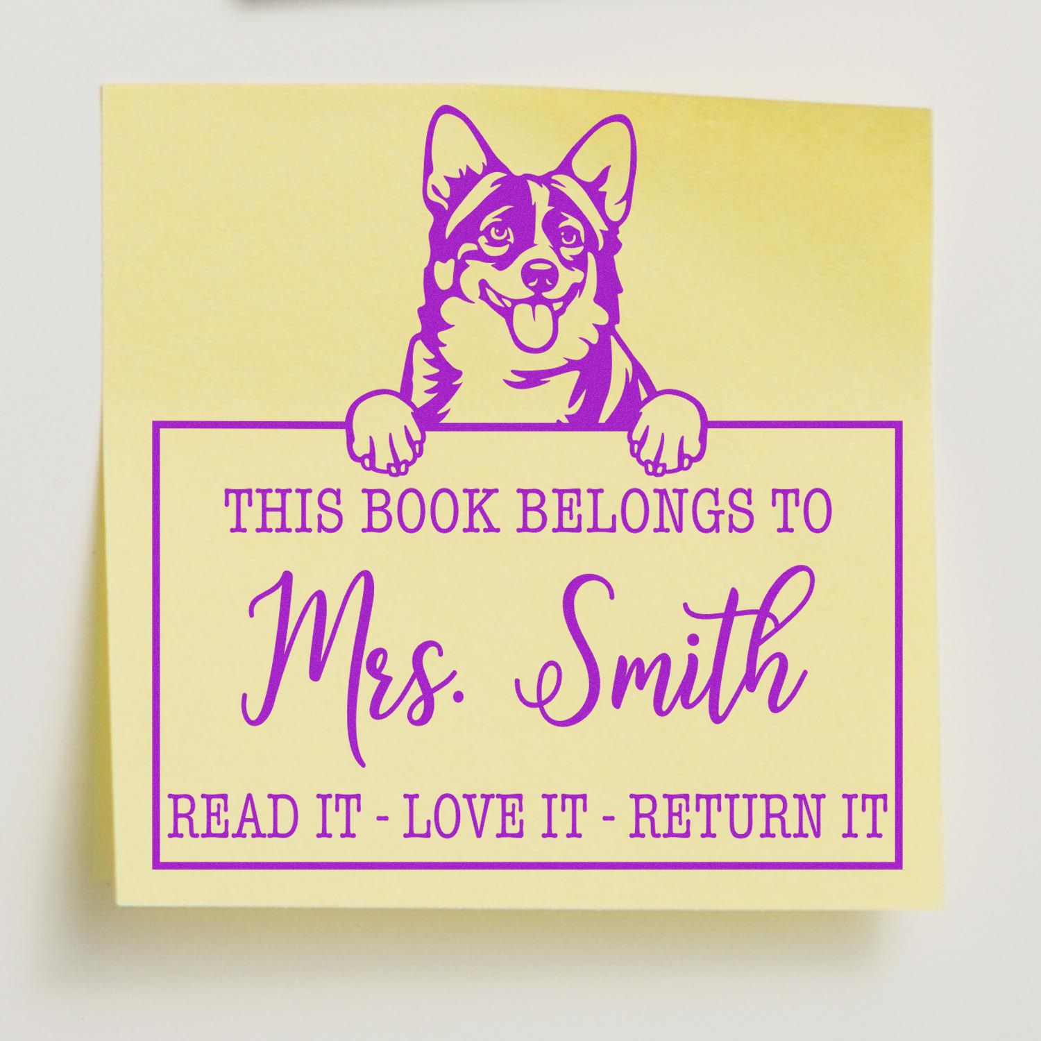 Personalized Teacher Identity Stamp with Cardigan Welsh Corgis Dog - Engineer Seal Stamps