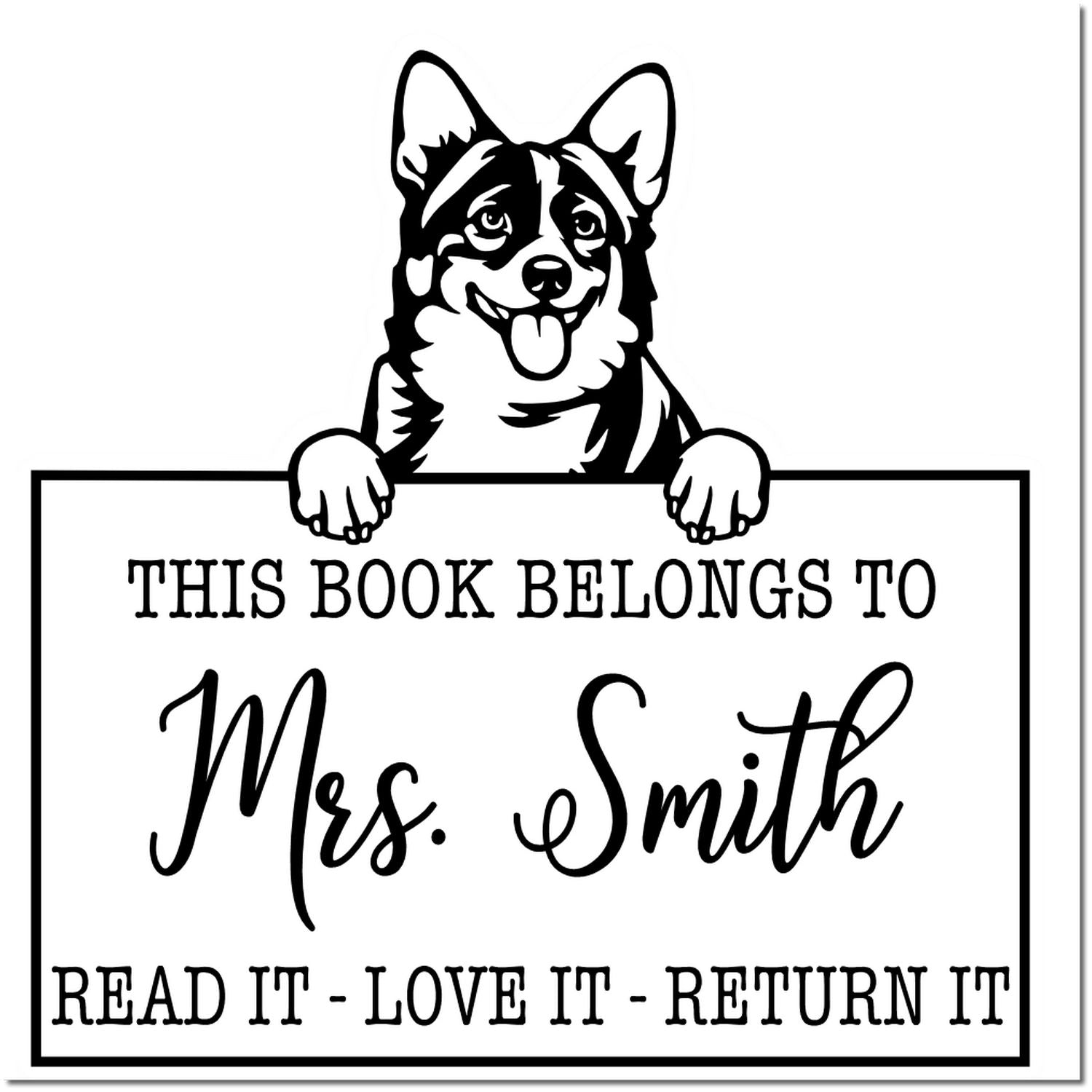 Cardigan Welsh Corgis Personalizable Dog Bookplate? Stamp - Engineer Seal Stamps