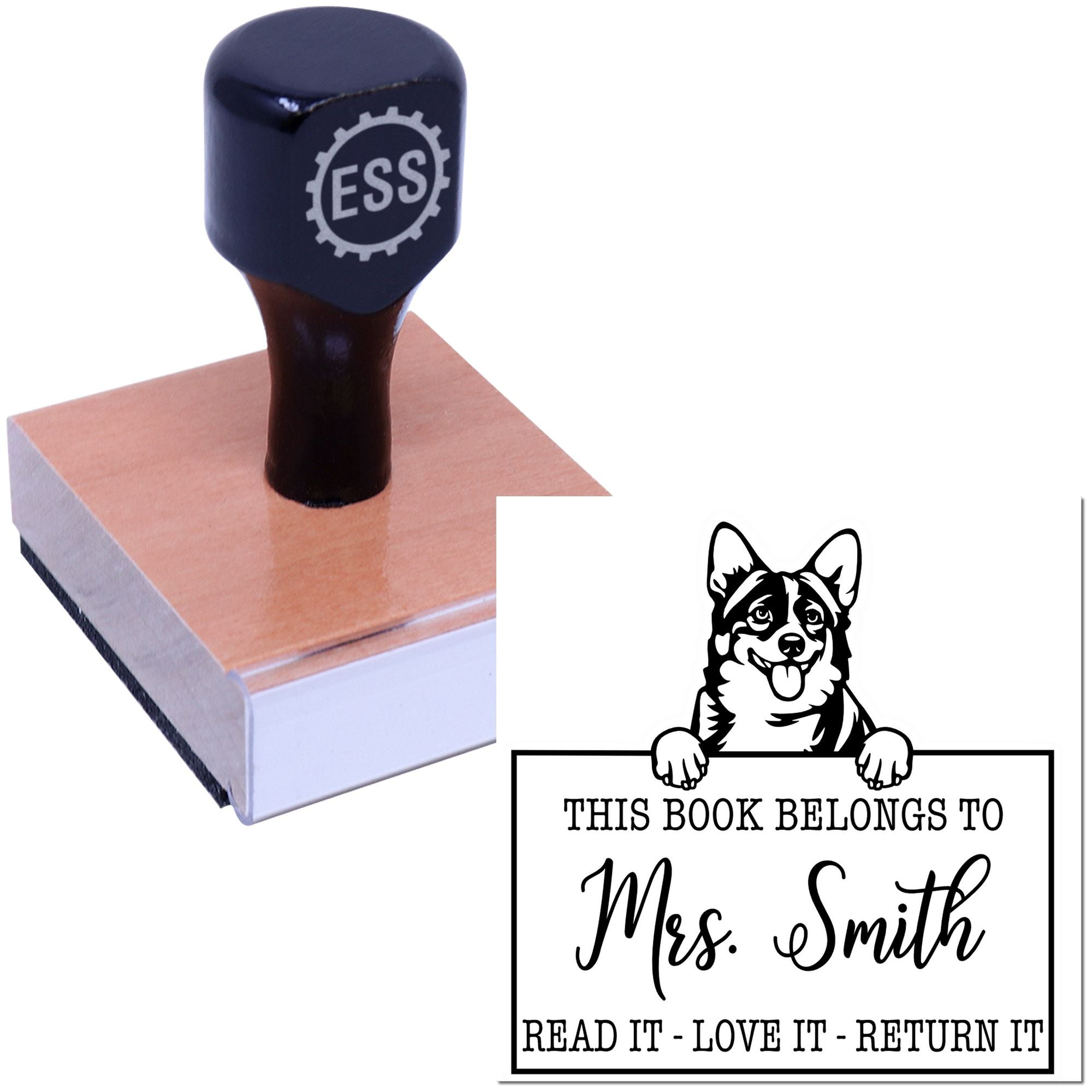 Cardigan Welsh Corgis Custom Made Pet Library Stamp