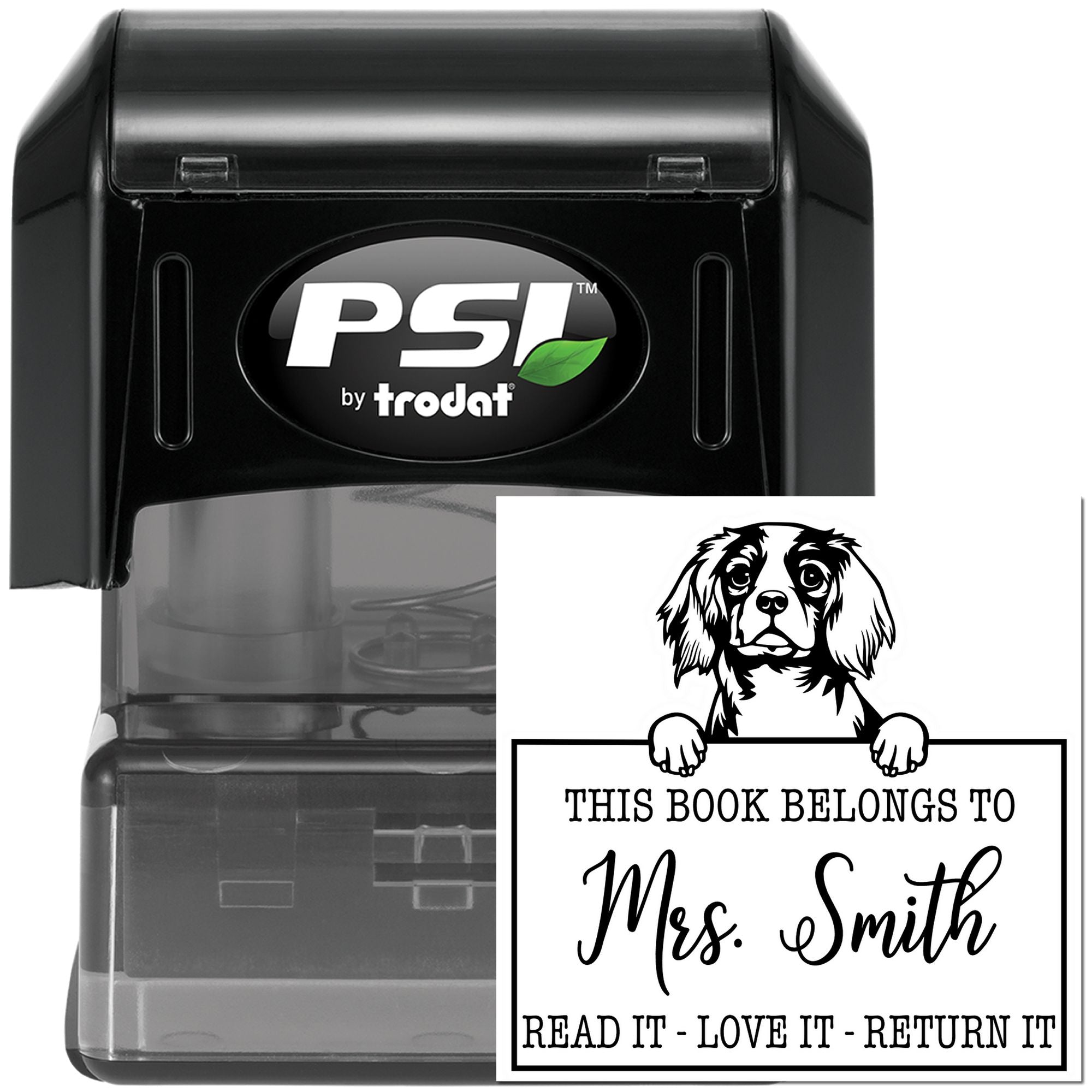 Customized Personal Lending Library Stamp with Cavalier King Charles Spaniel - Engineer Seal Stamps